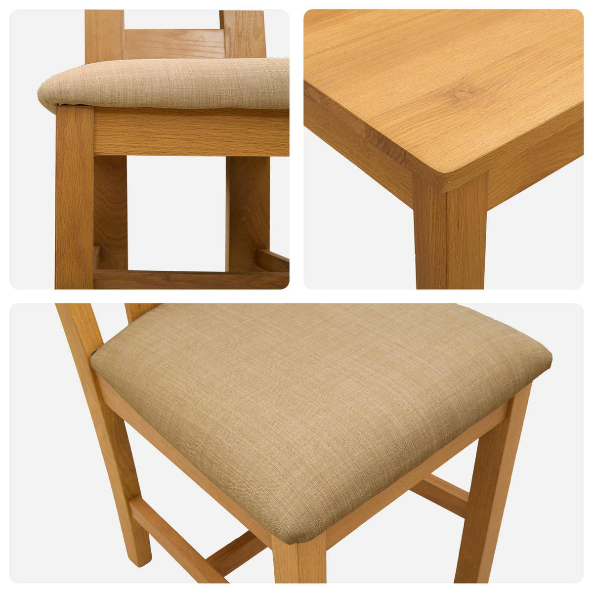 Blagovaonski set 7 kom. Bež Čvrsto Hrastovo Drvo 200 x 100 x 75 cm