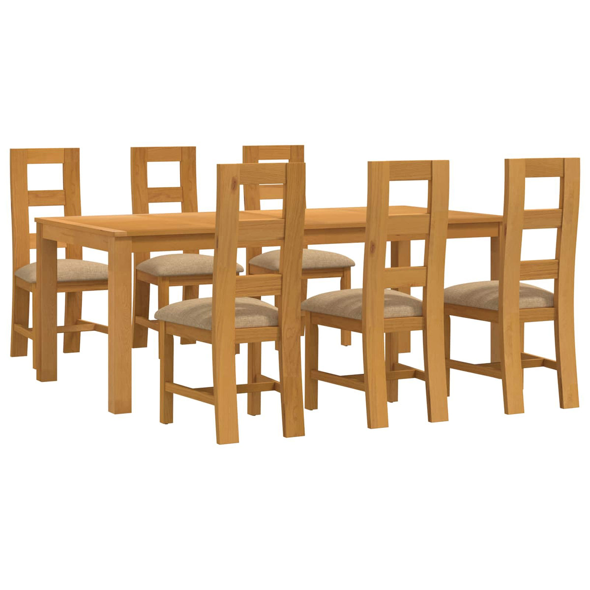 Blagovaonski set 7 kom. Bež Čvrsto Hrastovo Drvo 200 x 100 x 75 cm
