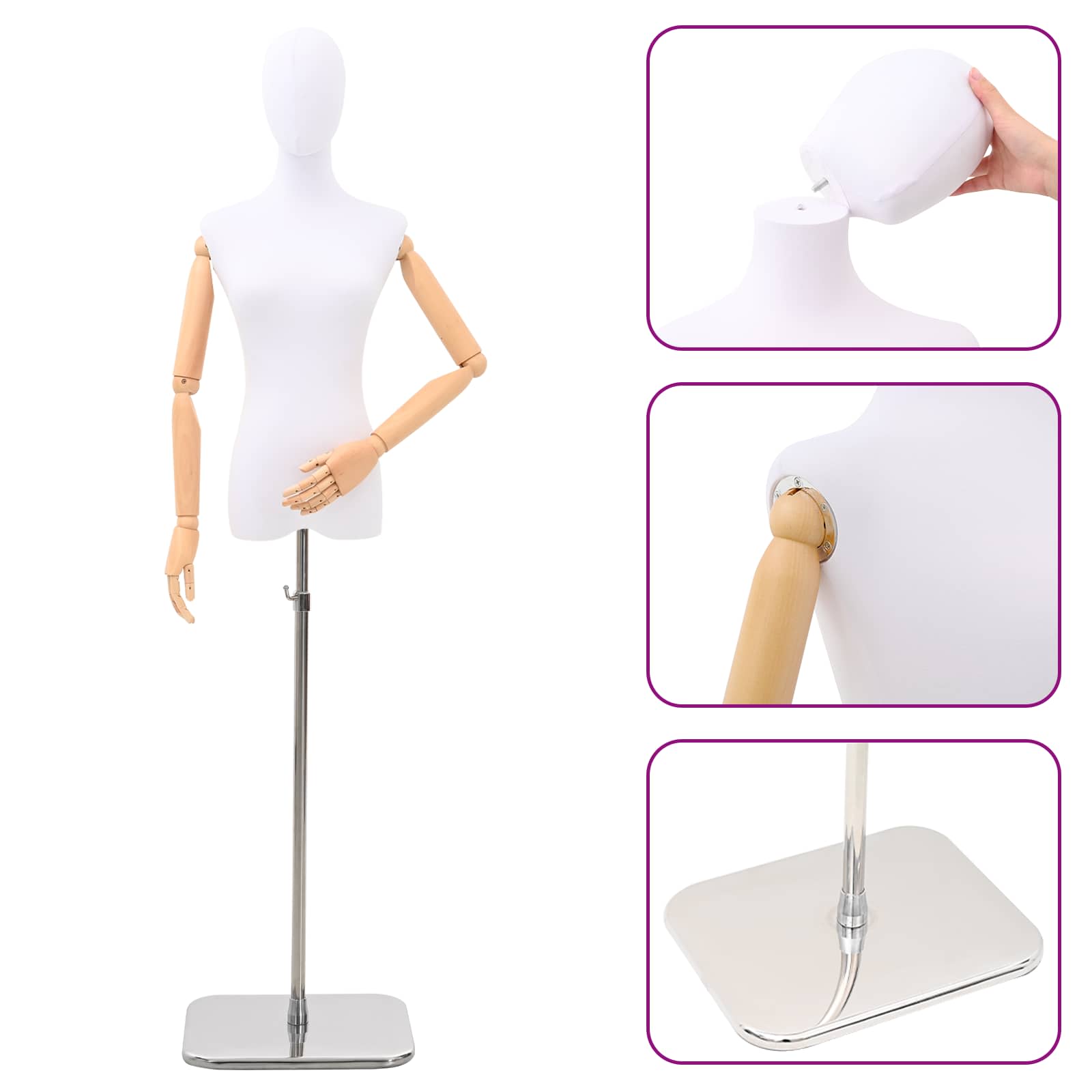 Podesivi maneken 165-213 cm s postoljem Žena PP Bijela