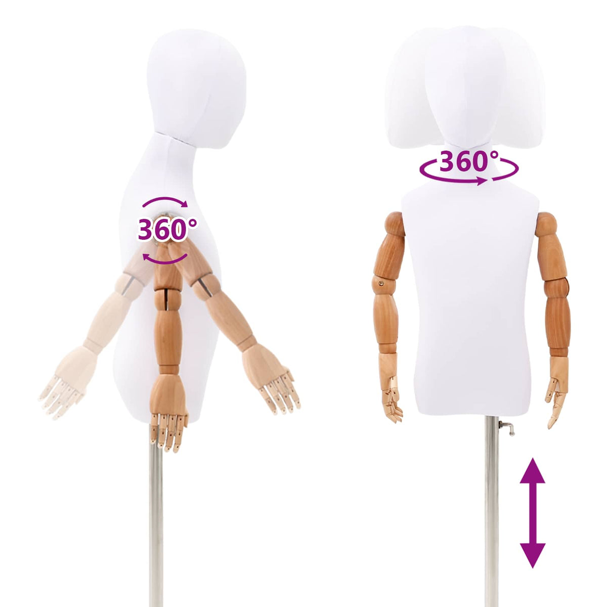 Podesiva lutka 120-150 cm s postoljem Uniseks PP Bijela