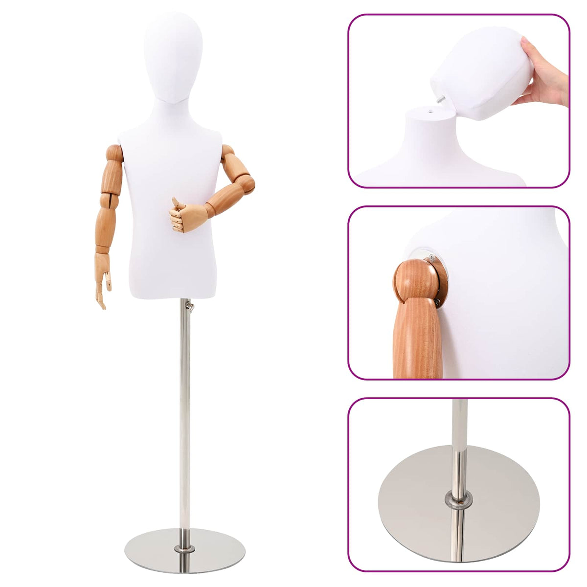 Podesiva lutka 120-150 cm s postoljem Uniseks PP Bijela