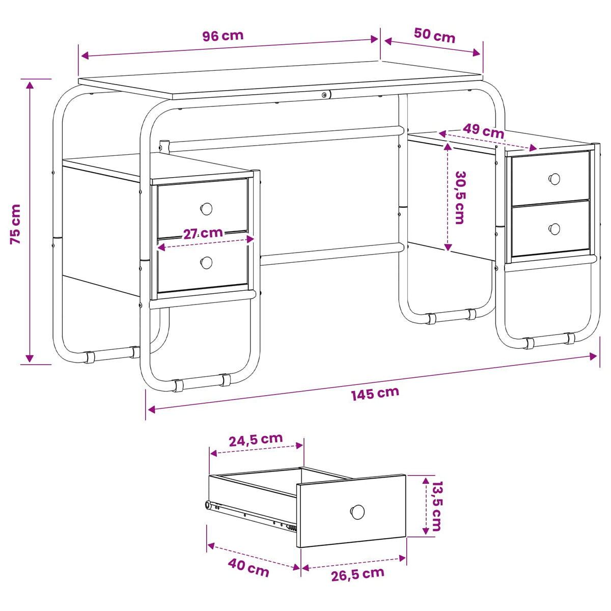 Stol s pohranom Siva Sonoma 145 x 50 x 75 cm