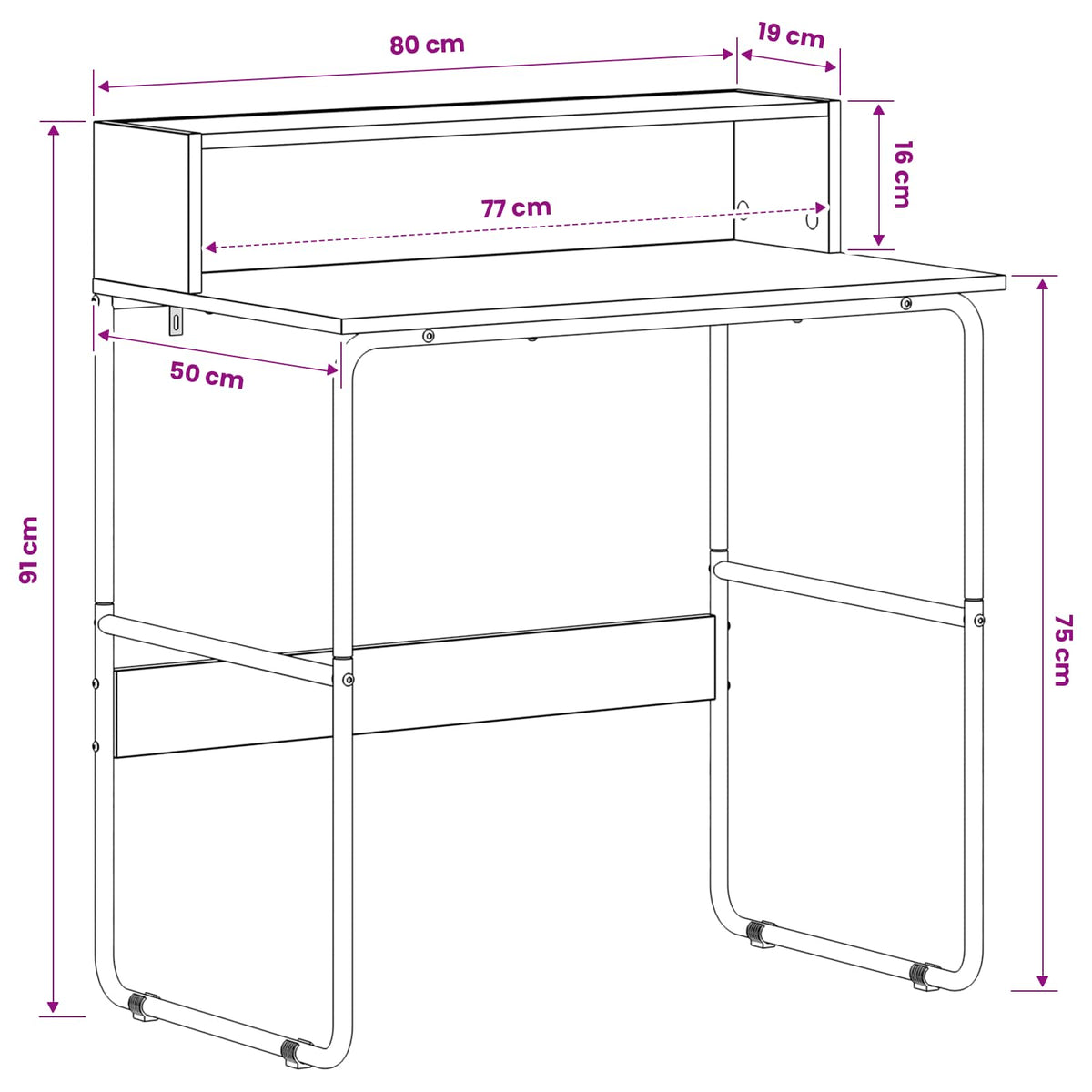 Stol s pohranom Crni hrast 80 x 50 x 91 cm