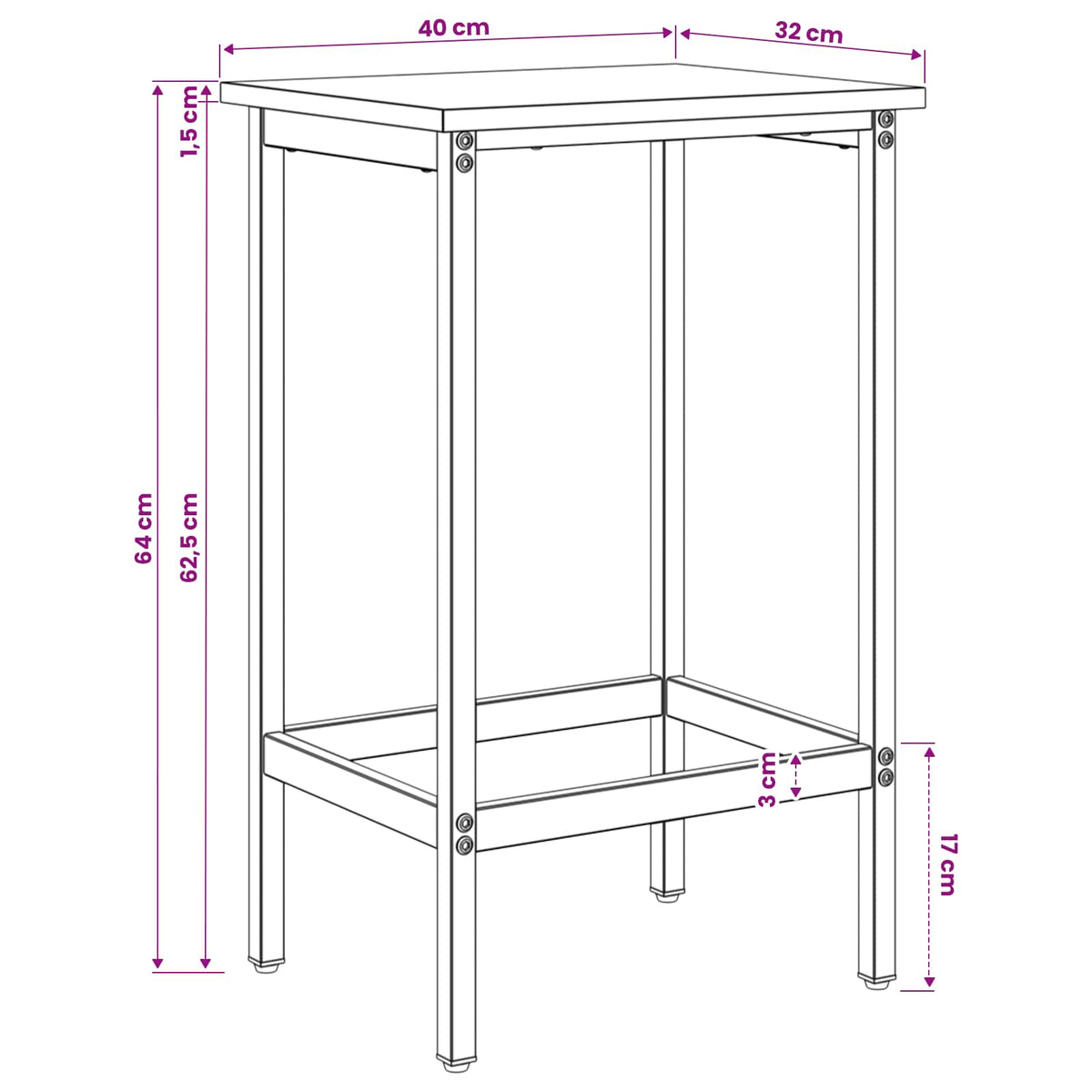Barska stolica 2 kom. Siva Sonoma 40 x 32 x 64 cm