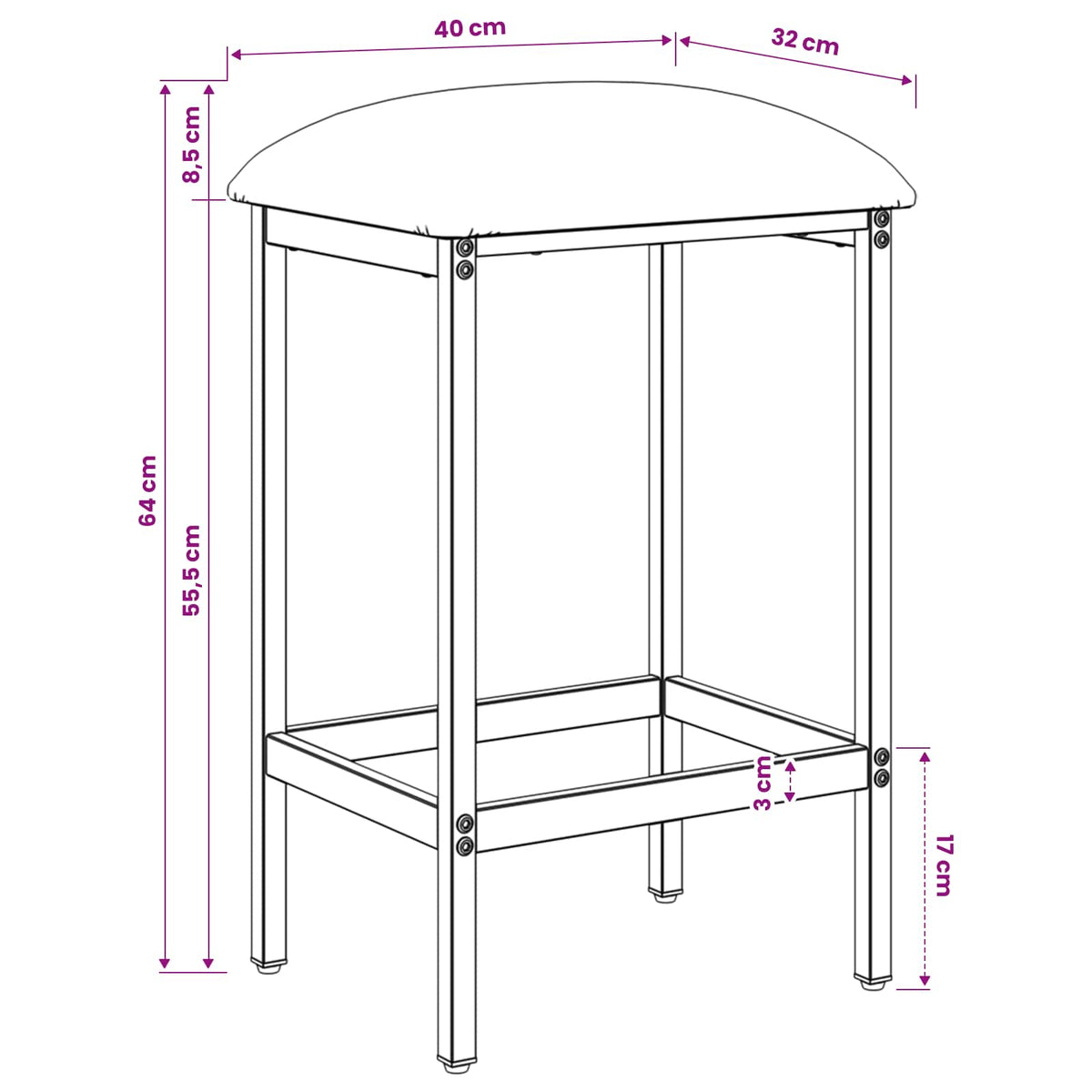 Barska stolica Tamnosiva 40 x 32 x 64 cm Konstruirano drvo