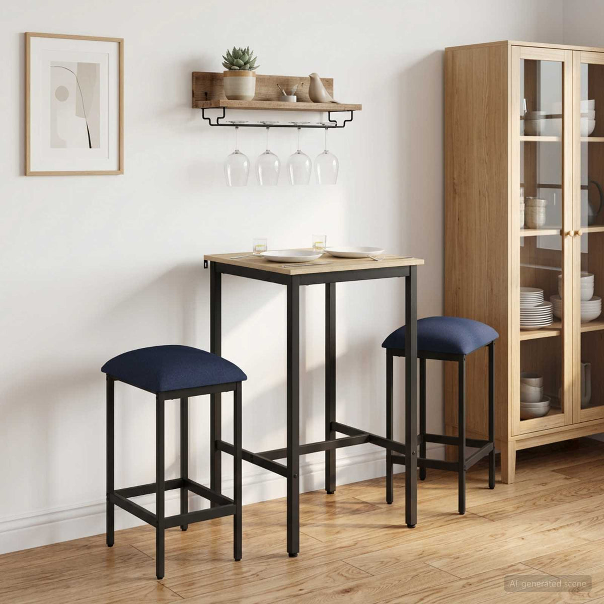 Barska stolica 2 kom. Plava 40 x 32 x 64 cm Konstruirano drvo