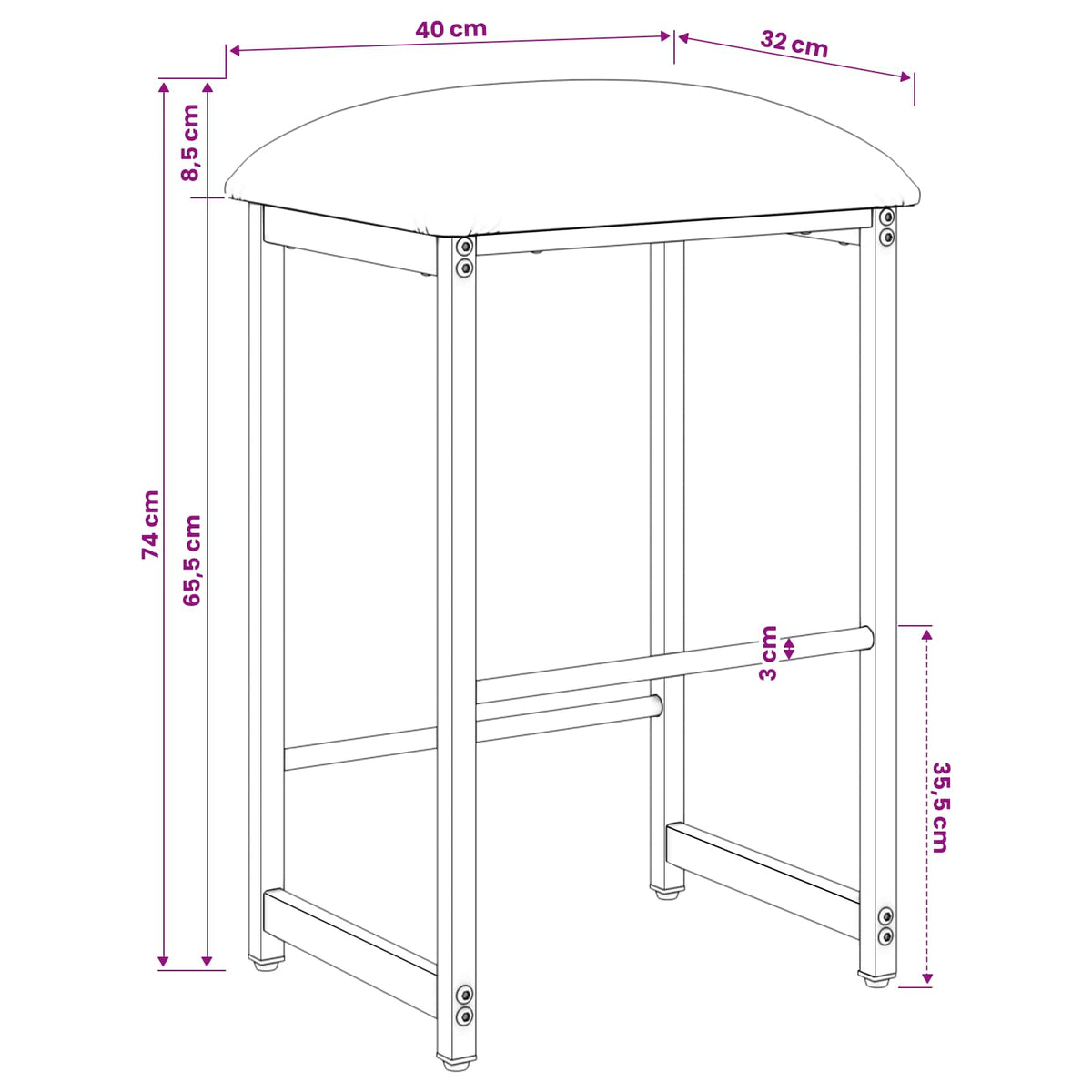 Barska stolica Crna 40 x 32 x 74 cm Konstruirano drvo