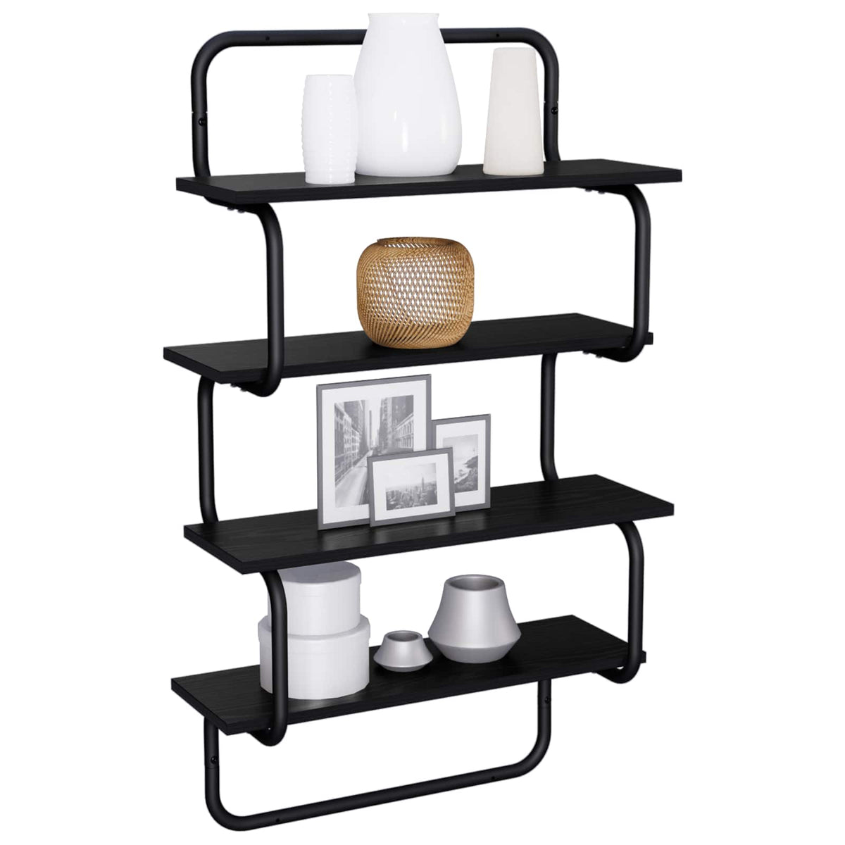 Polica sa 4 nivoa Crni hrast 40 x 24,5 x 104 cm
