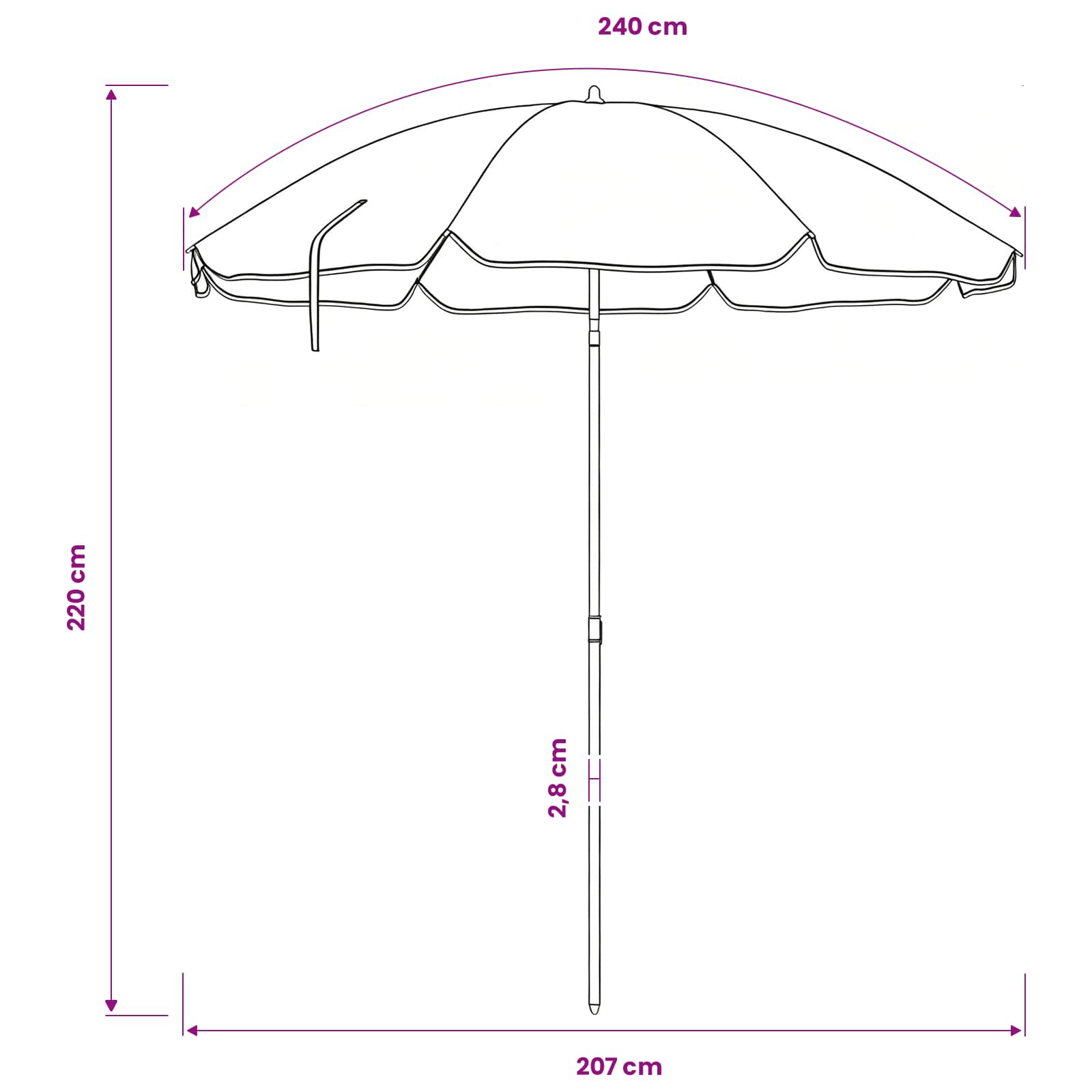 Vrtni suncobran 240 cm 170T poliester Narančasta