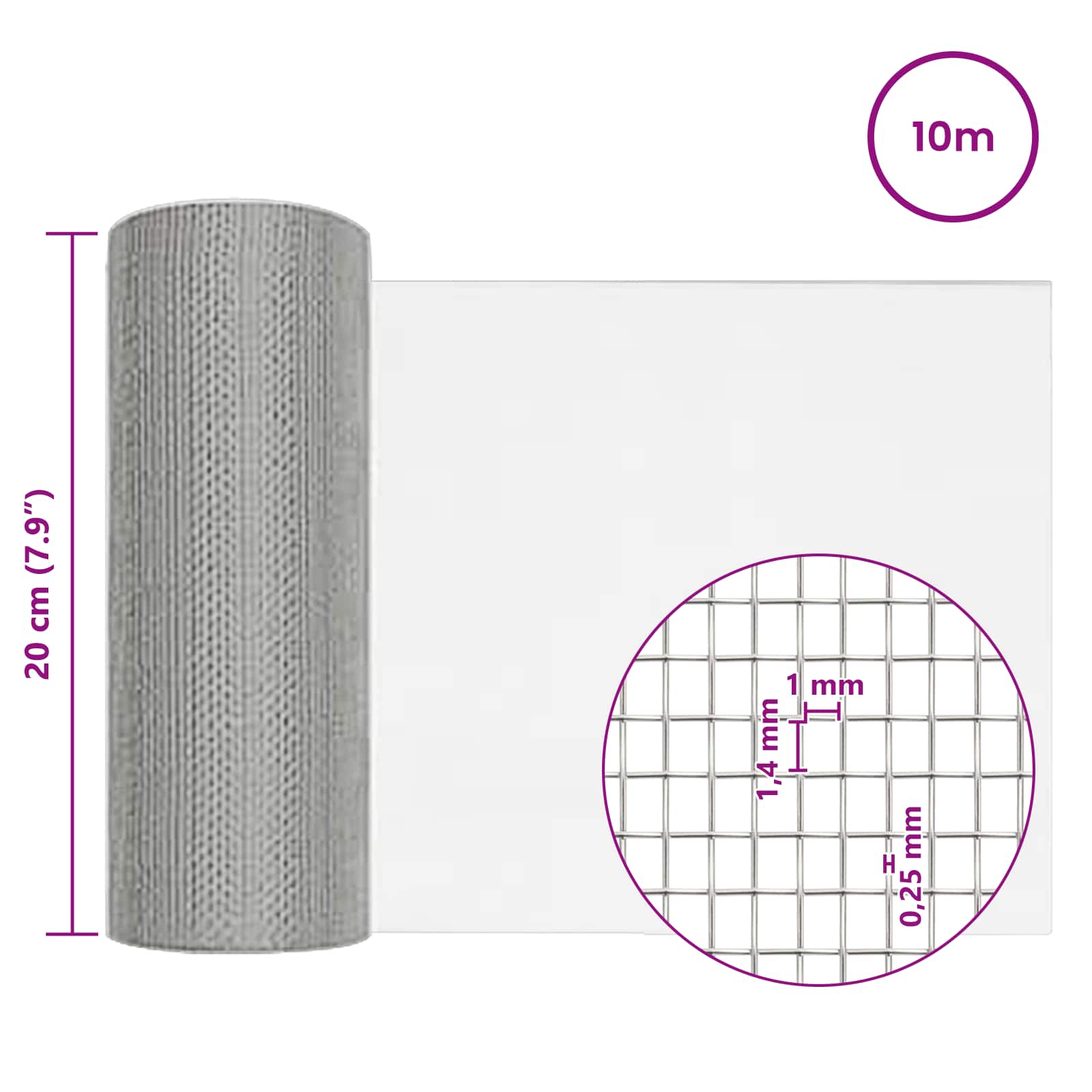 Mrežna tkanina 20 x 1000 cm 18 mesh Nehrđajući čelik 304