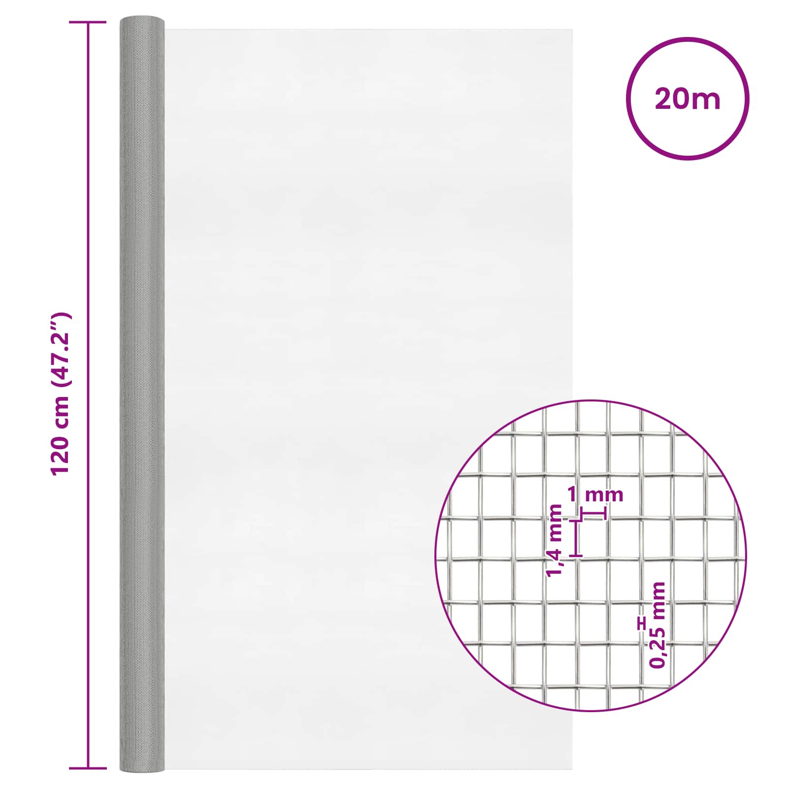 Mrežna tkanina 120 x 2000 cm 18 mesh Nehrđajući čelik 304