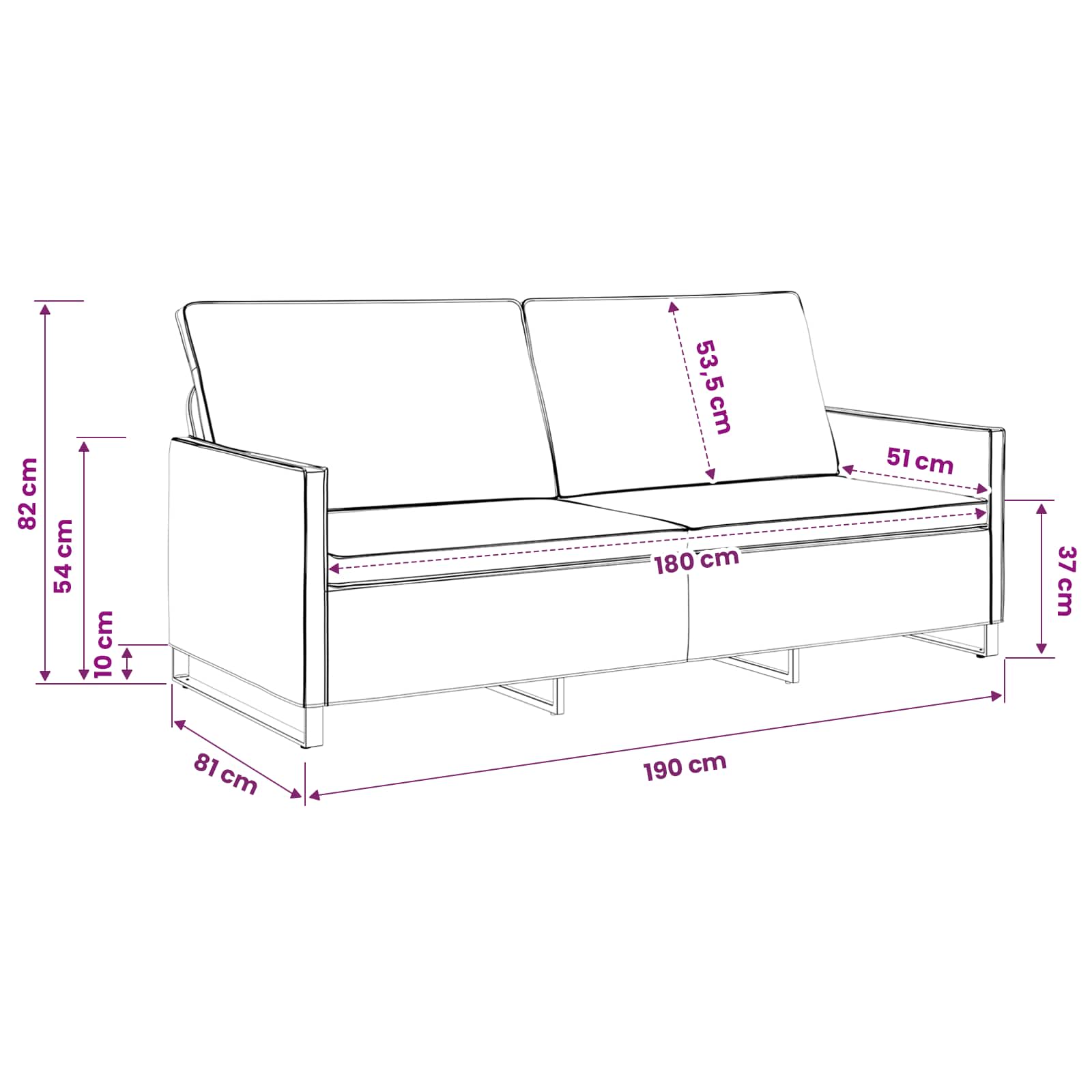 Sofa za 3 osobe Tamnosiva 190 x 81 x 82 cm Umjetni sued
