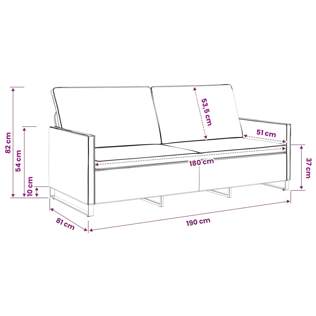 Sofa za 3 osobe Maslinasto zelena 190 x 81 x 82 cm Umjetni sued