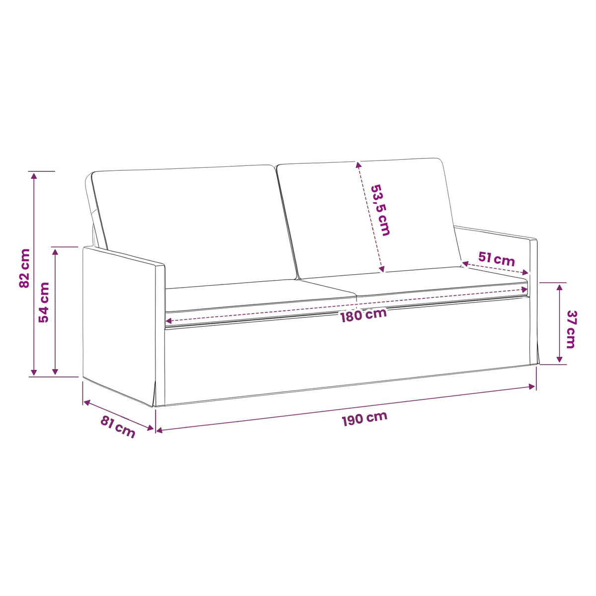 Sofa za 3 osobe Žuta 190 x 81 x 82 cm Baršun