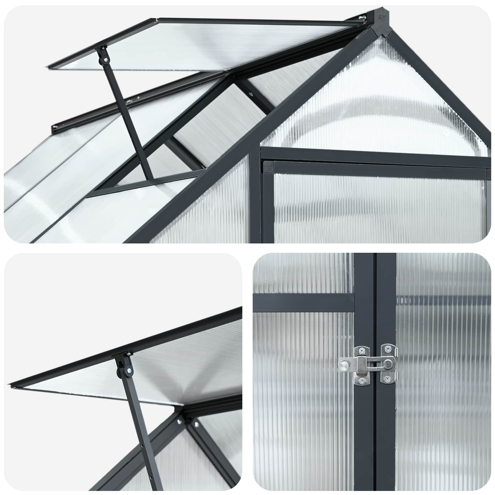 Vrtni staklenik s vratima Antracit 183,5 x 423,5 x 207 cm