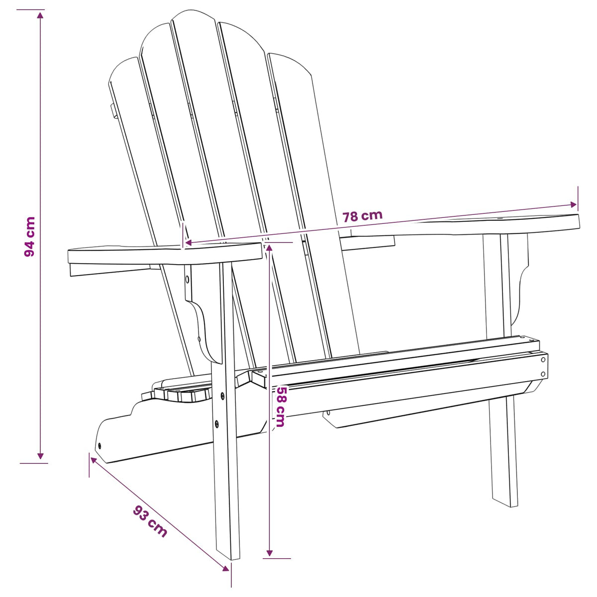 Vrtna Adirondack stolica Prirodna Čvrsto teak drvo