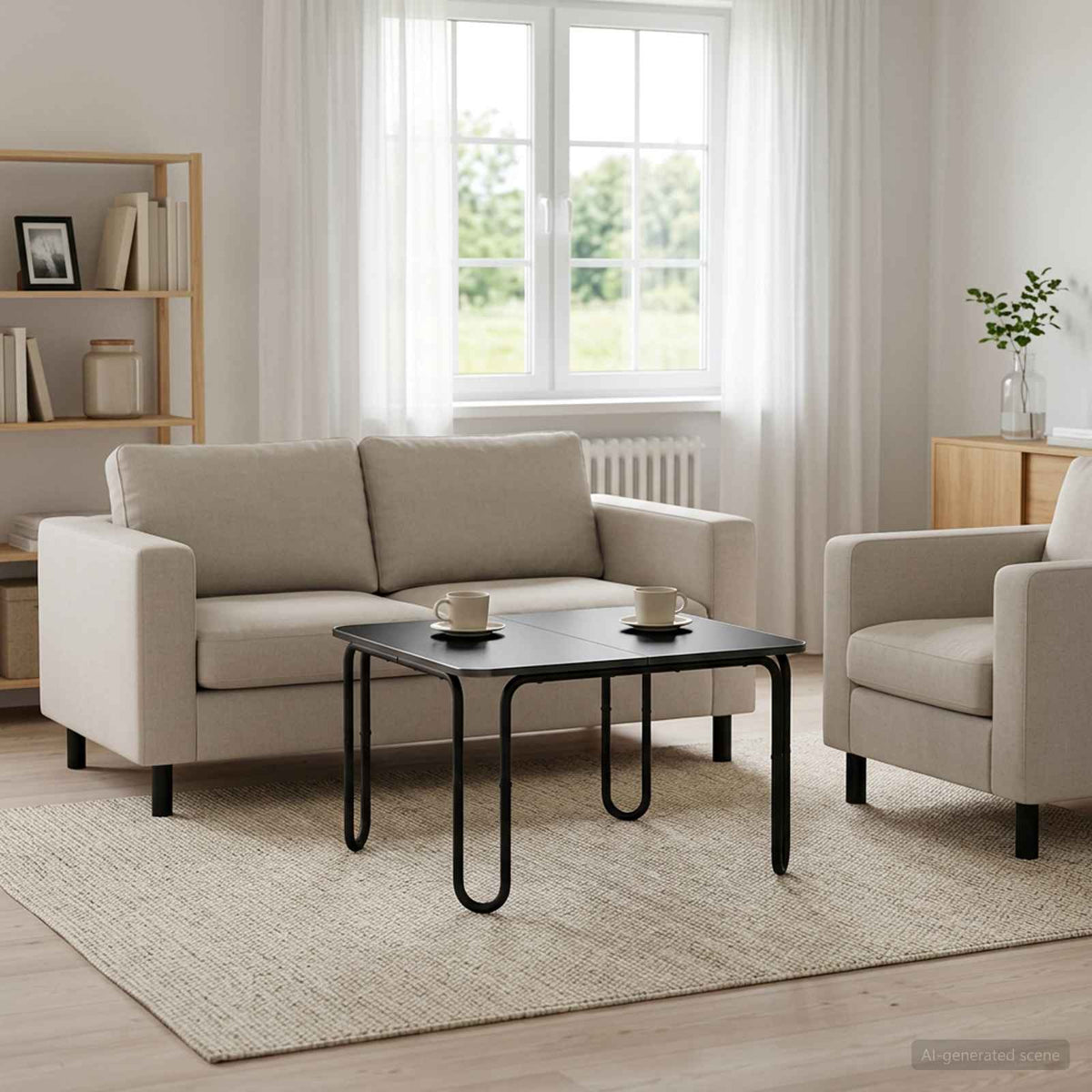 Stolić za kavu Crna 100 x 100 x 45 cm Konstruirano drvo