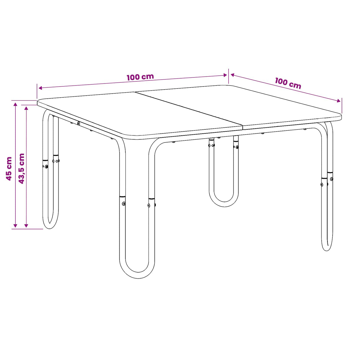 Stolić za kavu Crna 100 x 100 x 45 cm Konstruirano drvo