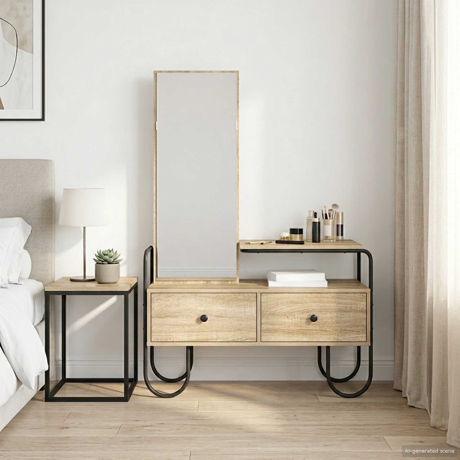 Toaletni stol s ladicama Hrast sonoma 100 x 36,5 x 136 cm