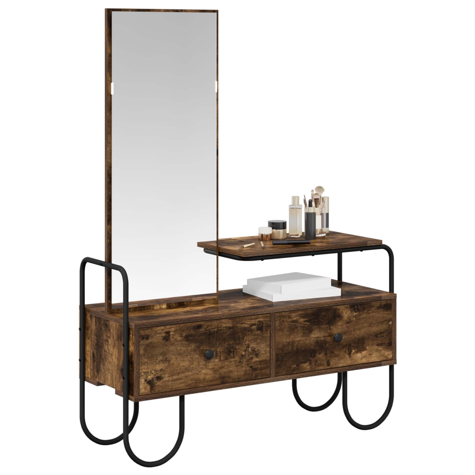 Toaletni stol s ladicama Dimljeni hrast 100 x 36,5 x 136 cm