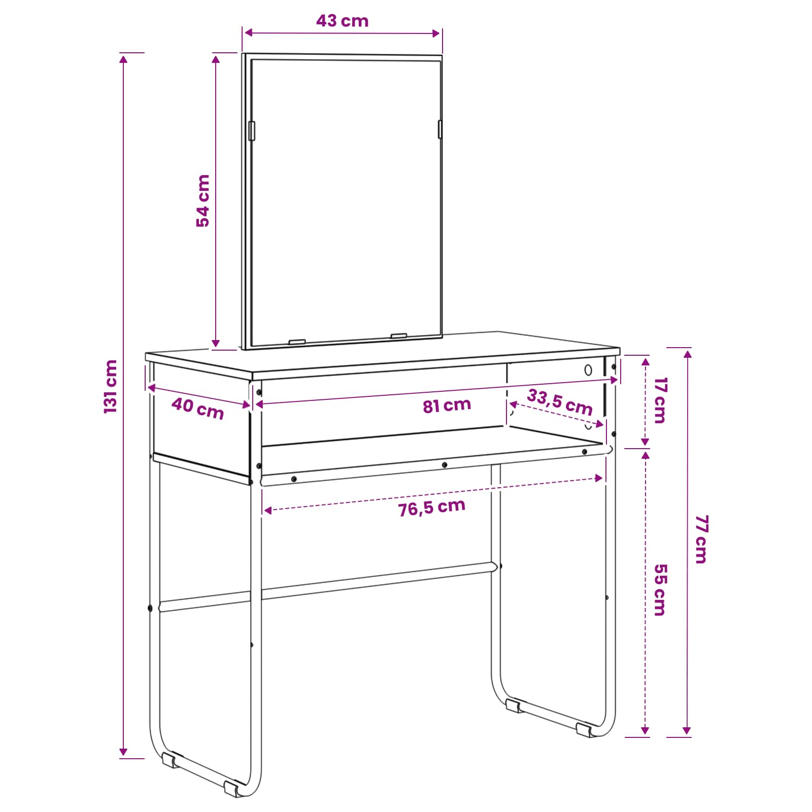 Toaletni stol Hrast sonoma 81 x 40 x 131 cm Konstruirano drvo