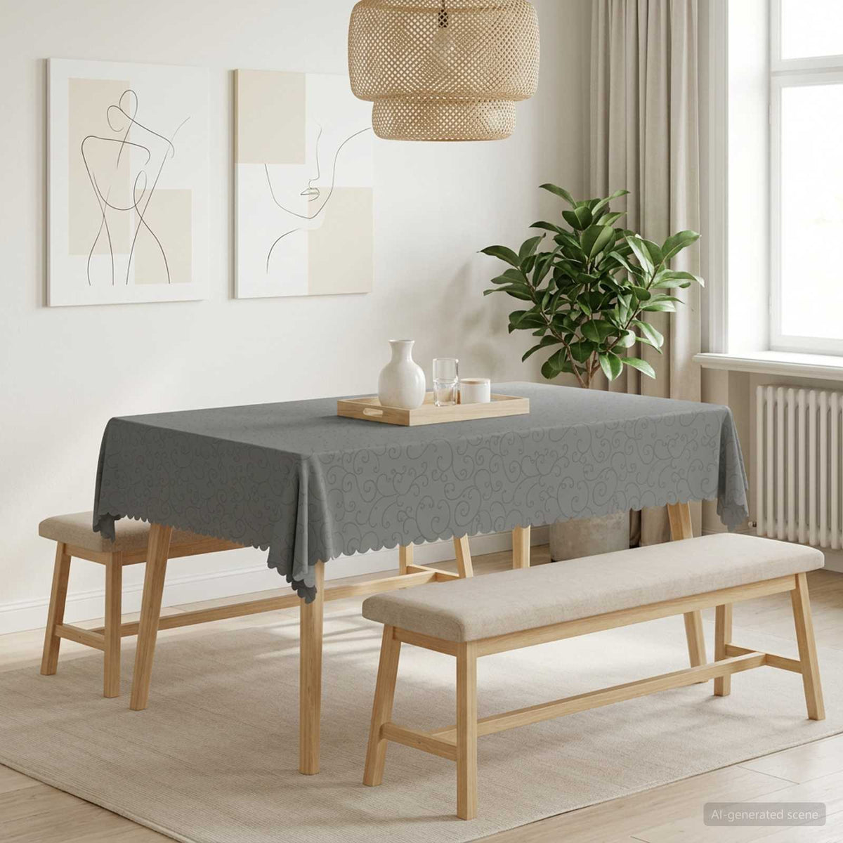 Tkanina za stol Pravokutni Svjetlosiva 140 x 180 cm
