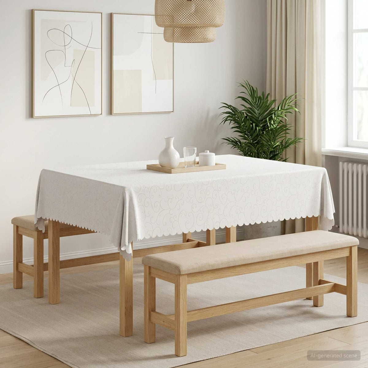 Tkanina za stol 5 kom. Pravokutni Bijela 140 x 180 cm