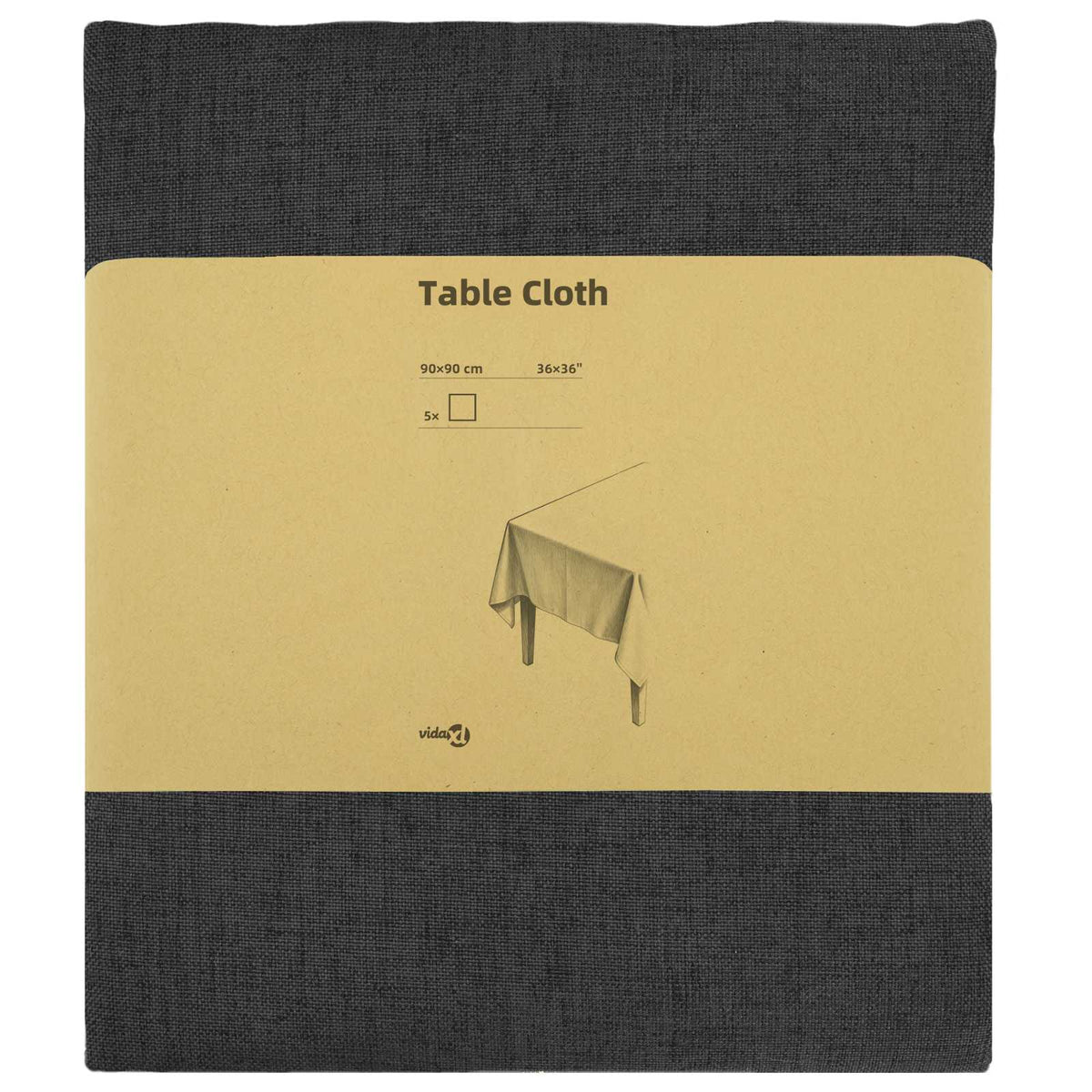 Tkanina za stol 5 kom. Četvrtasti Tamnosiva 90 x 90 cm