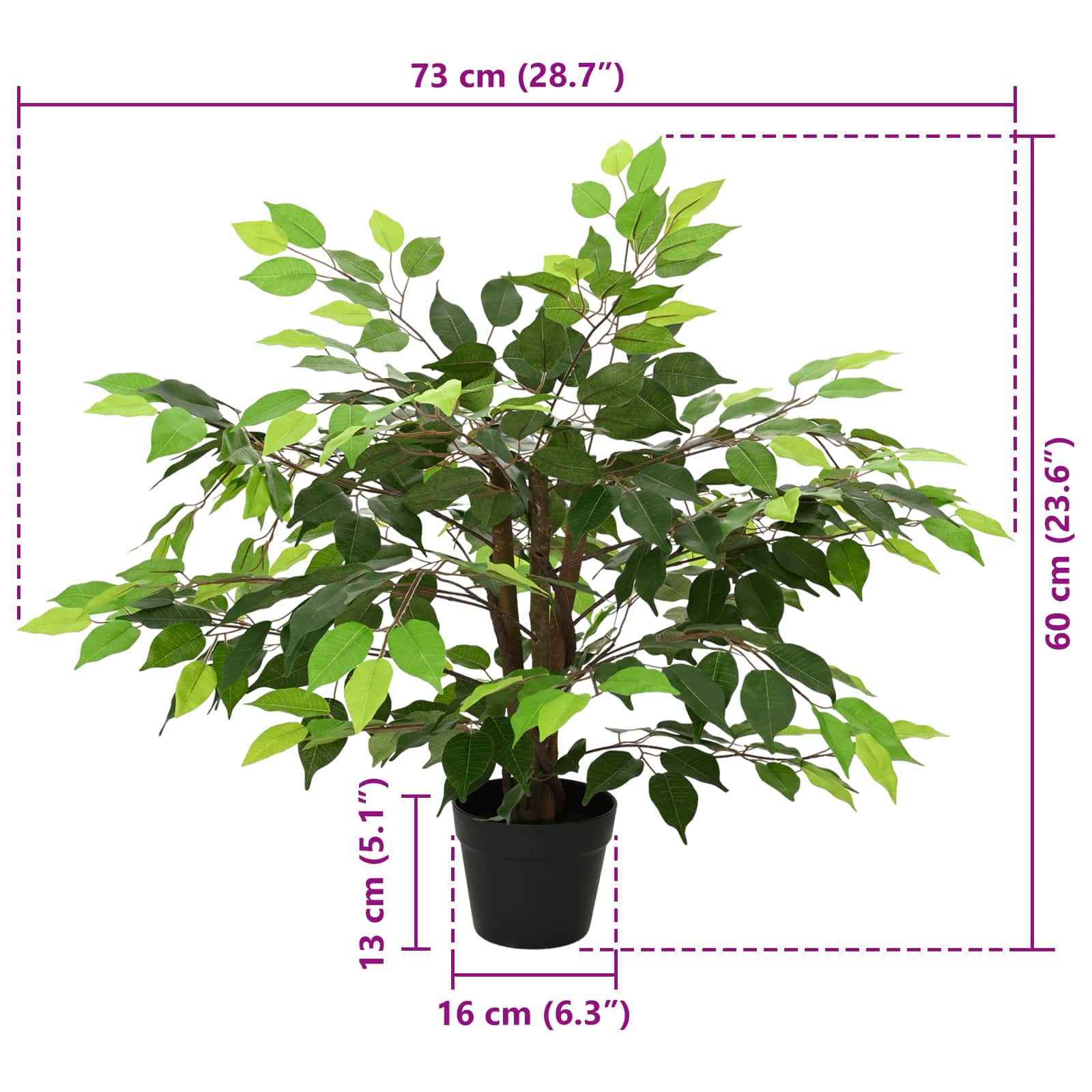 Umjetna ficus biljka Zelena 73 x 16 x 60 cm Tkanina i drvo