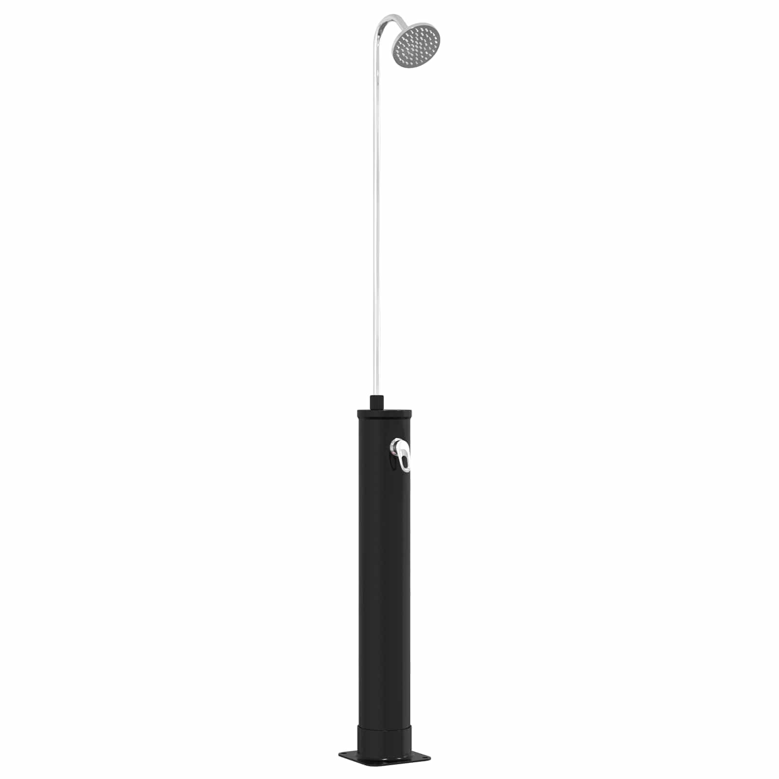 Solarni tuš s tuš glavom 20 l PVC, ABS, Legirani cink Crna
