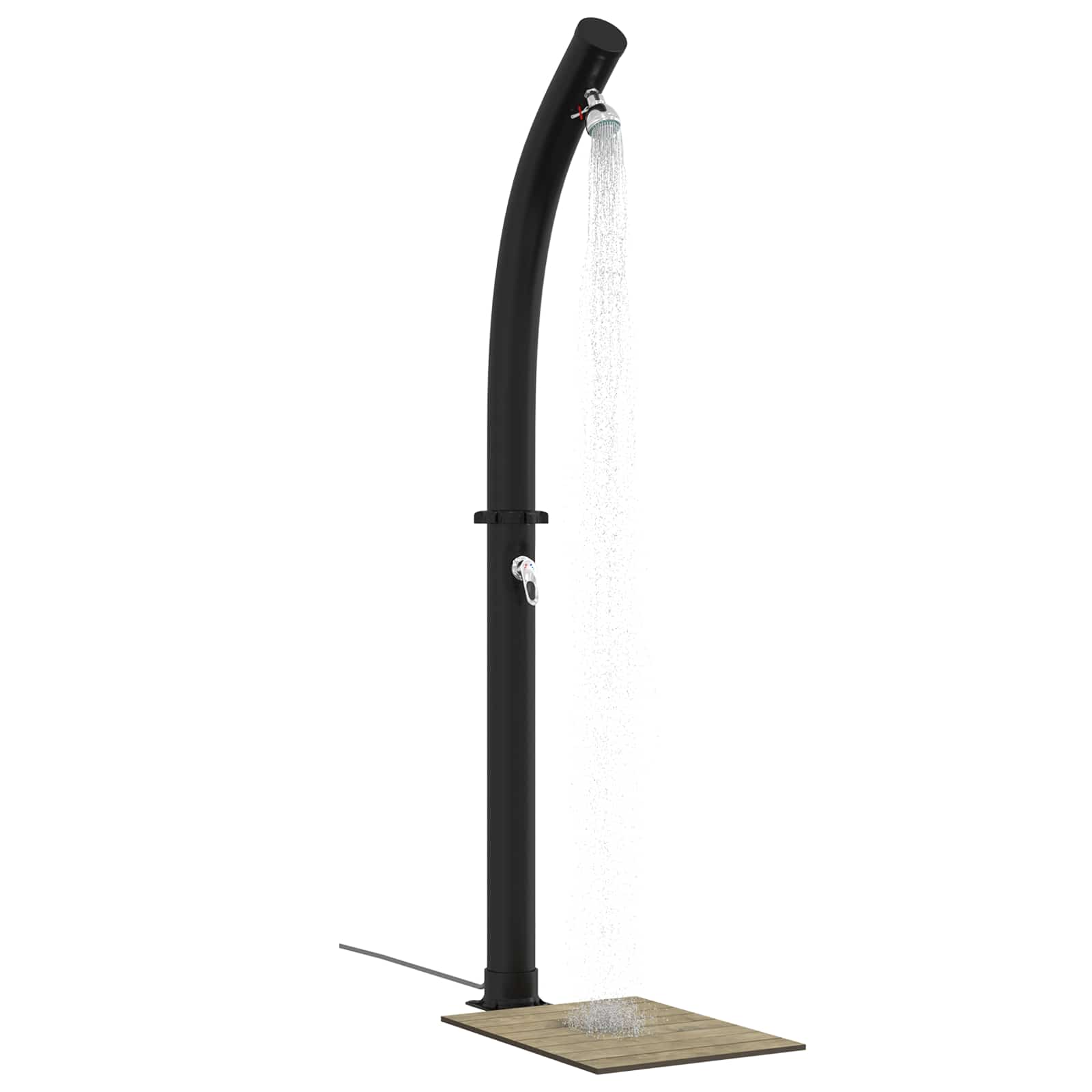 Solarni tuš s tušem glavom 20 l PVC, ABS, Legirani cink Crna