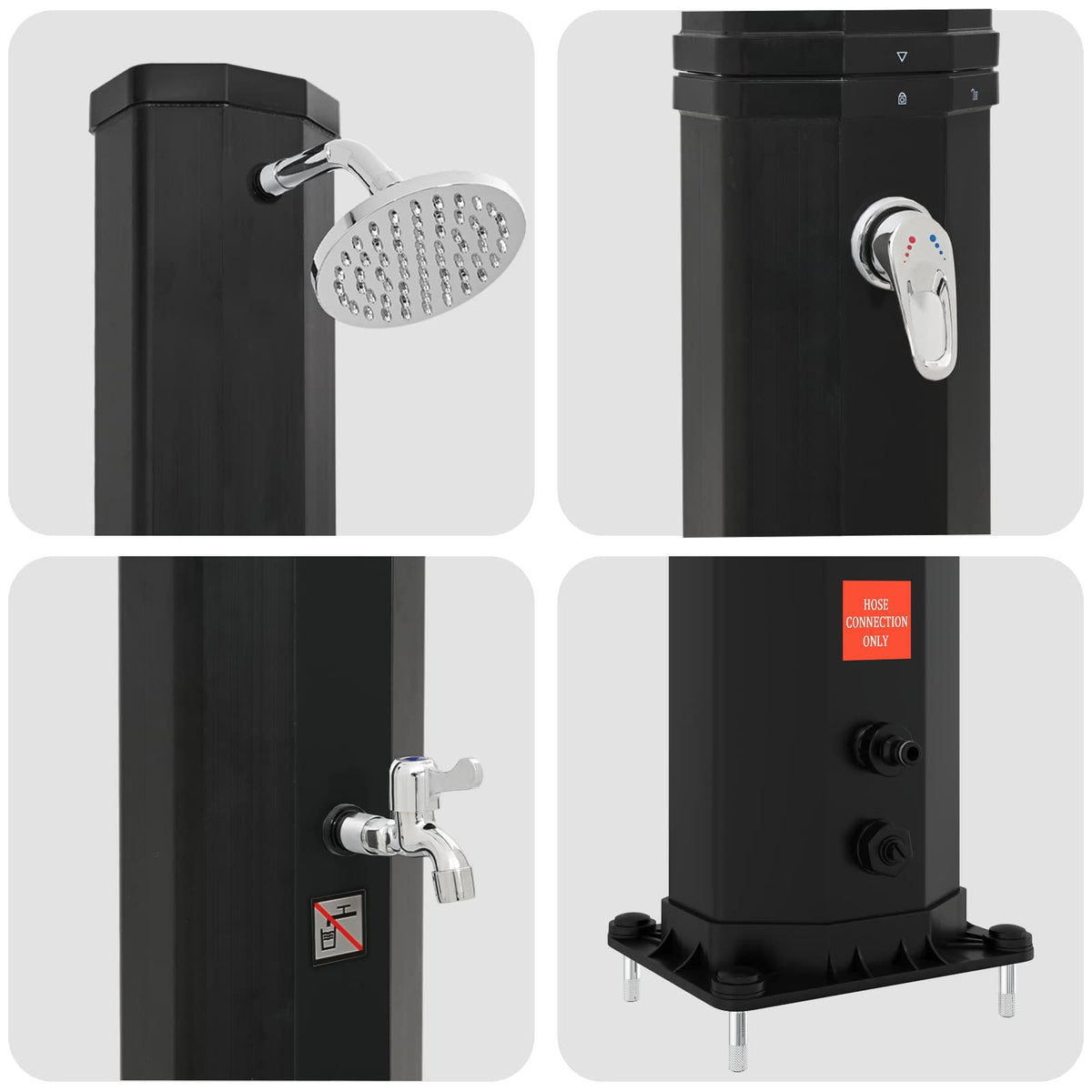 Solarni tuš s tušem i slavinom 40 l PVC, ABS, Legirani cink