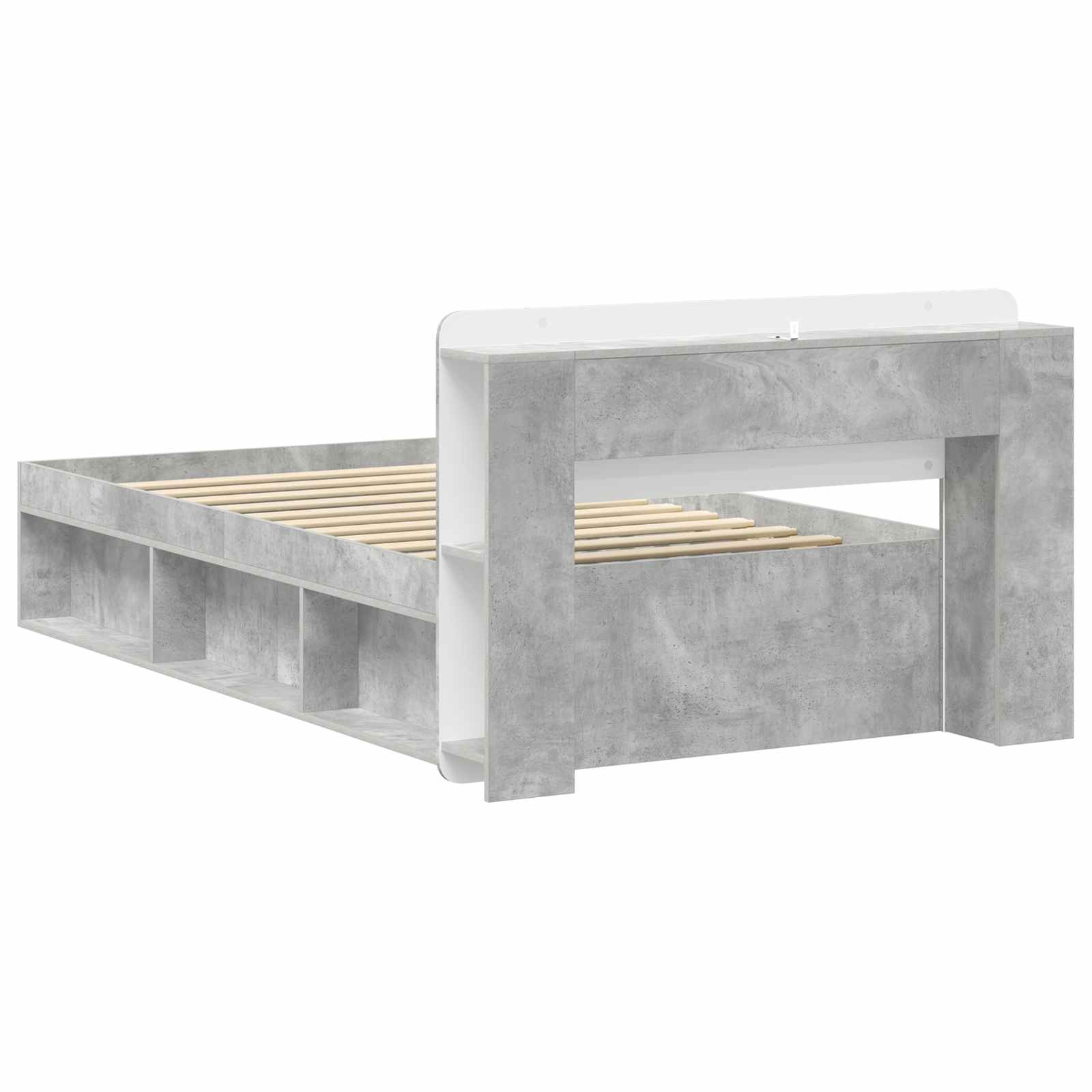 Okvir kreveta s pohranom s uzglavljem Betonska siva 80 x 200 cm