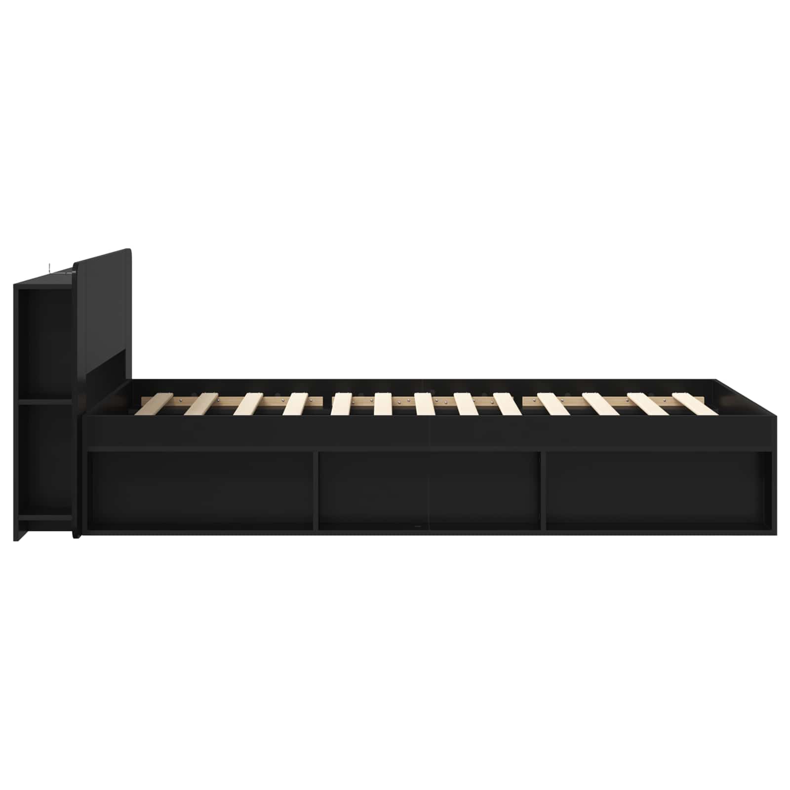 Okvir kreveta s pohranom Crna 90 x 190 cm Konstruirano drvo