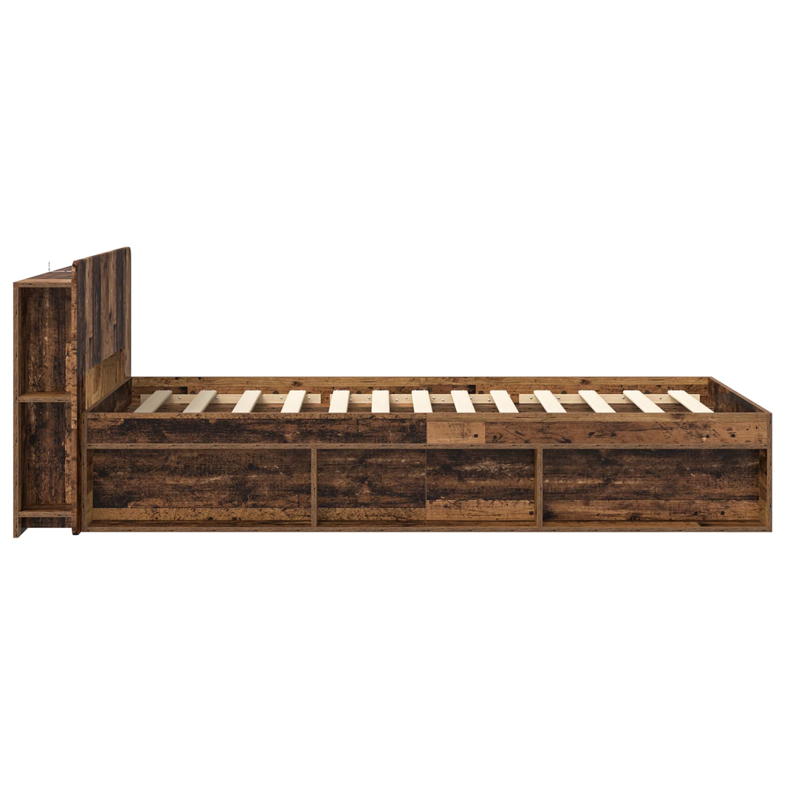 Okvir kreveta s pohranom s uzglavljem Staro drvo 90 x 190 cm