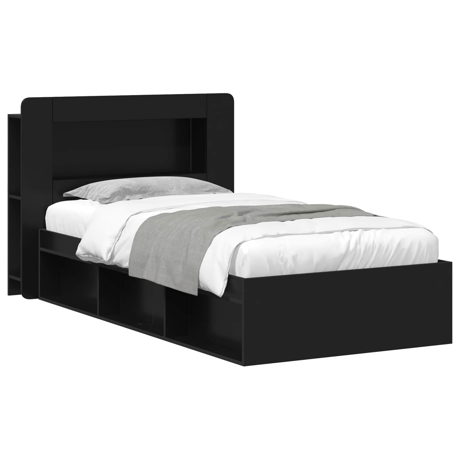 Okvir kreveta s pohranom Crna 100 x 200 cm Konstruirano drvo