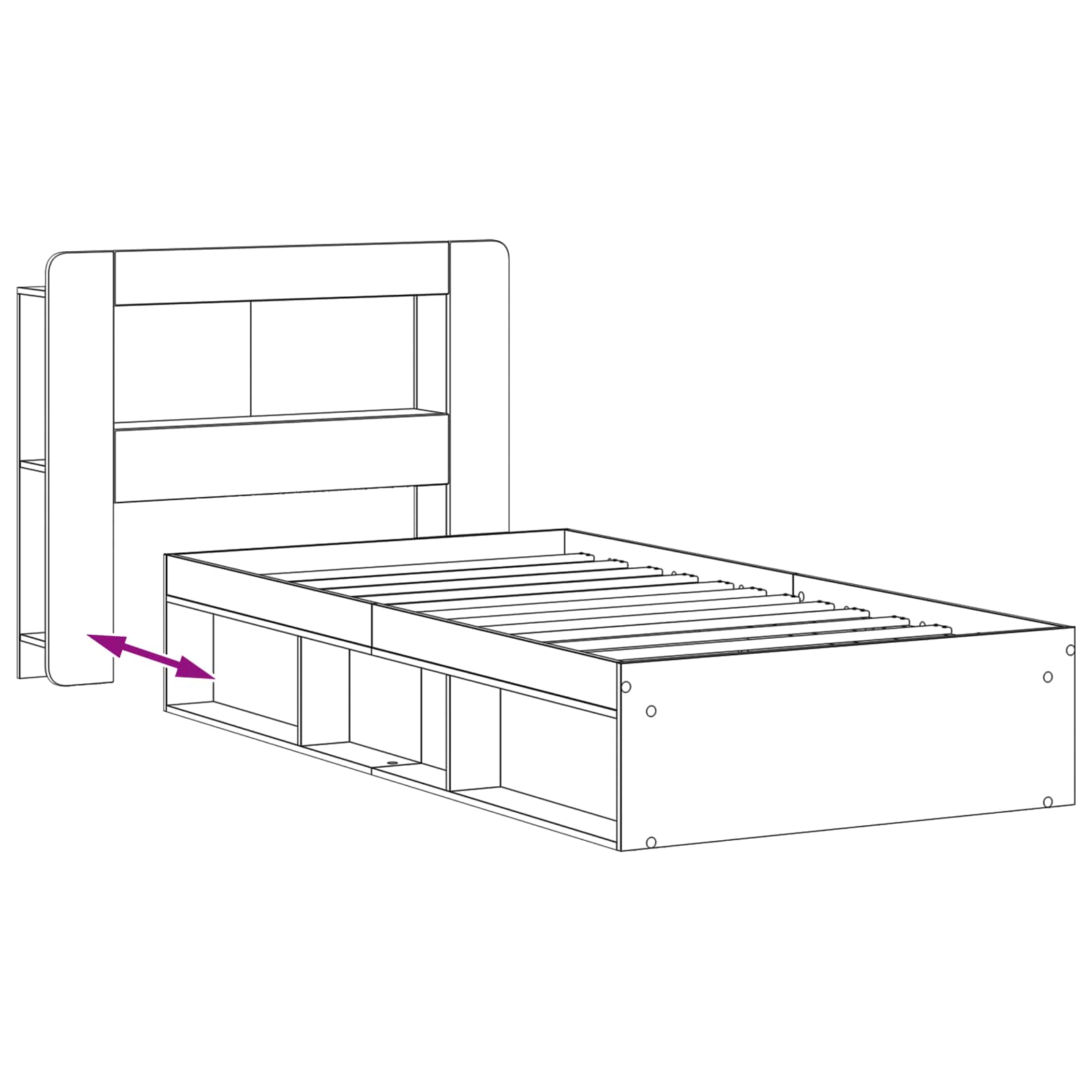 Okvir kreveta s pohranom Crna 90 x 200 cm Konstruirano drvo