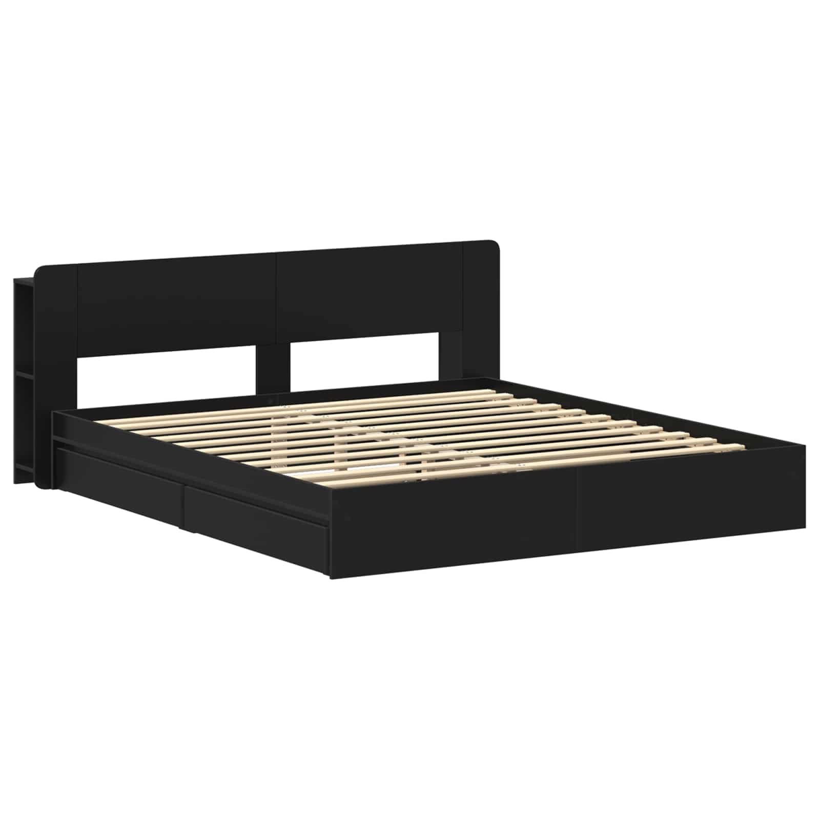 Okvir kreveta s pohranom Crna 200 x 200 cm Konstruirano drvo