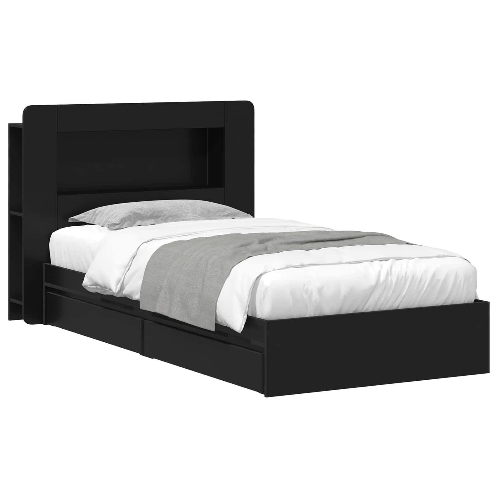 Okvir kreveta s pohranom Crna 75 x 190 cm Konstruirano drvo