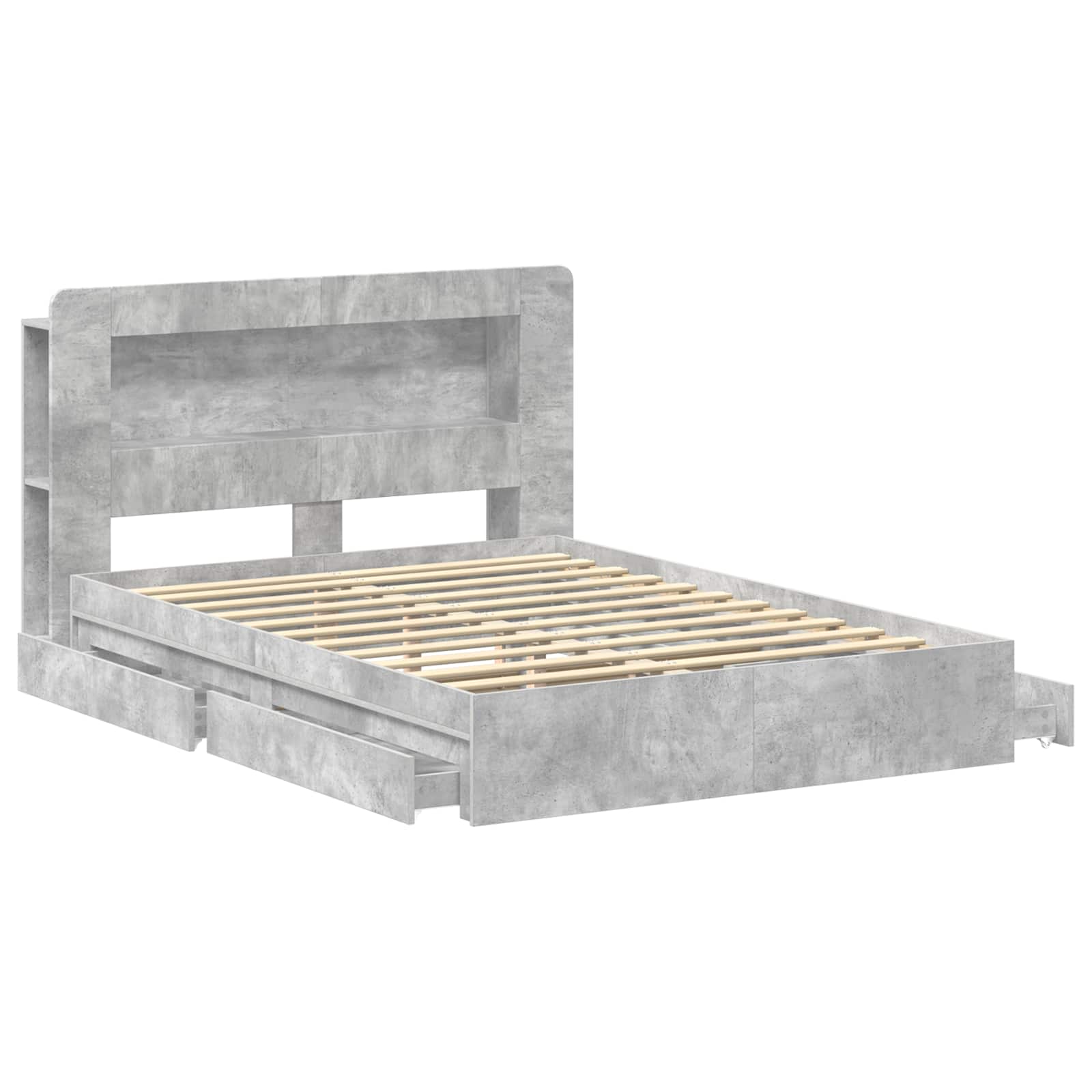 Okvir kreveta s pohranom s ladicama Betonska siva 150 x 200 cm