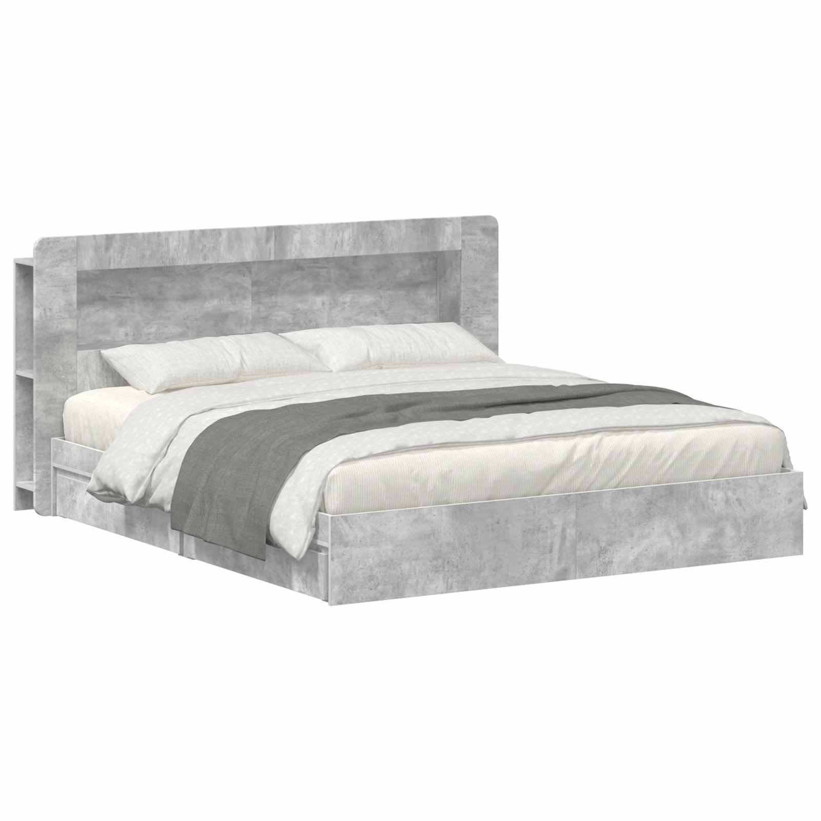 Okvir kreveta s pohranom s ladicama Betonska siva 200 x 200 cm