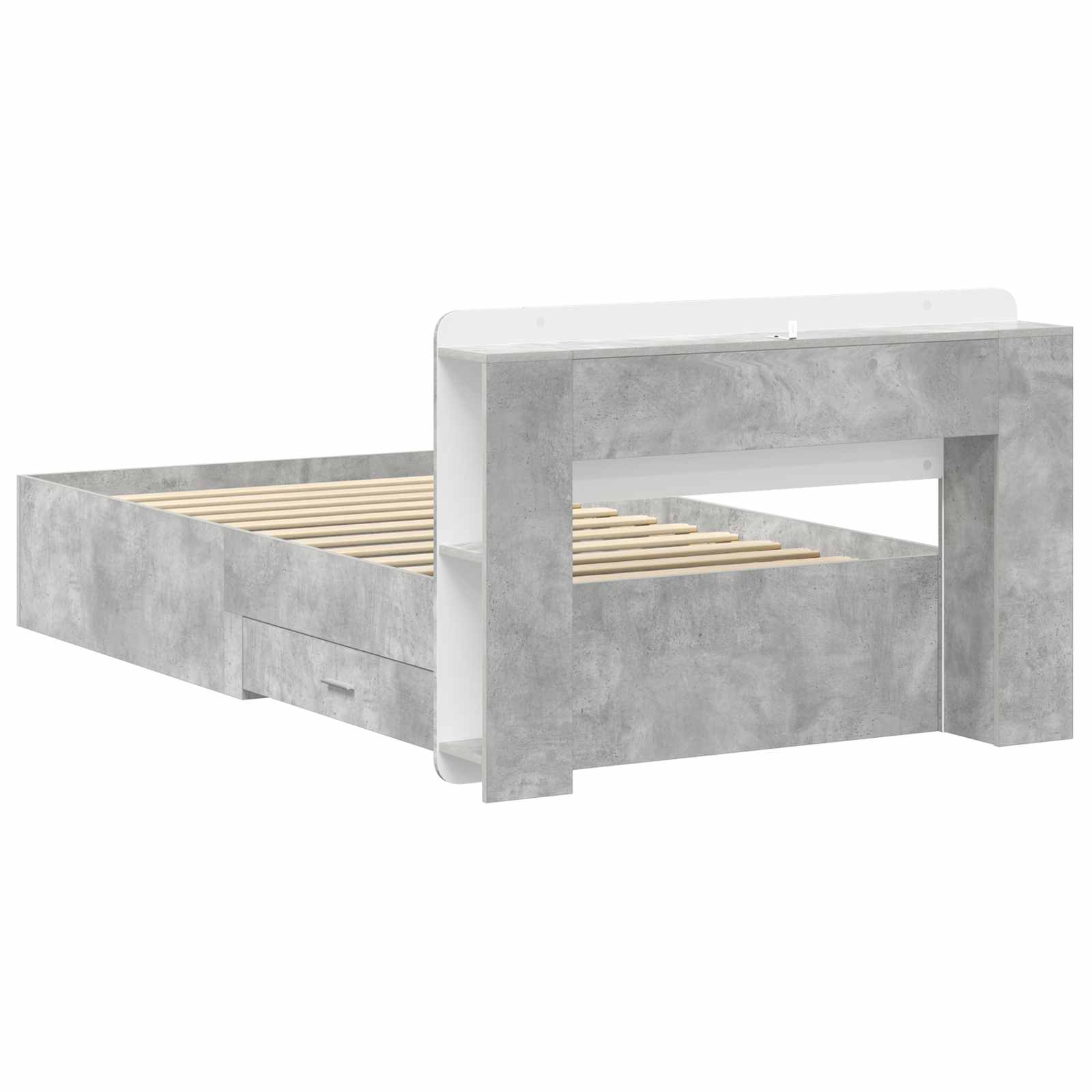 Okvir kreveta s pohranom s uzglavljem Betonska siva 80 x 200 cm