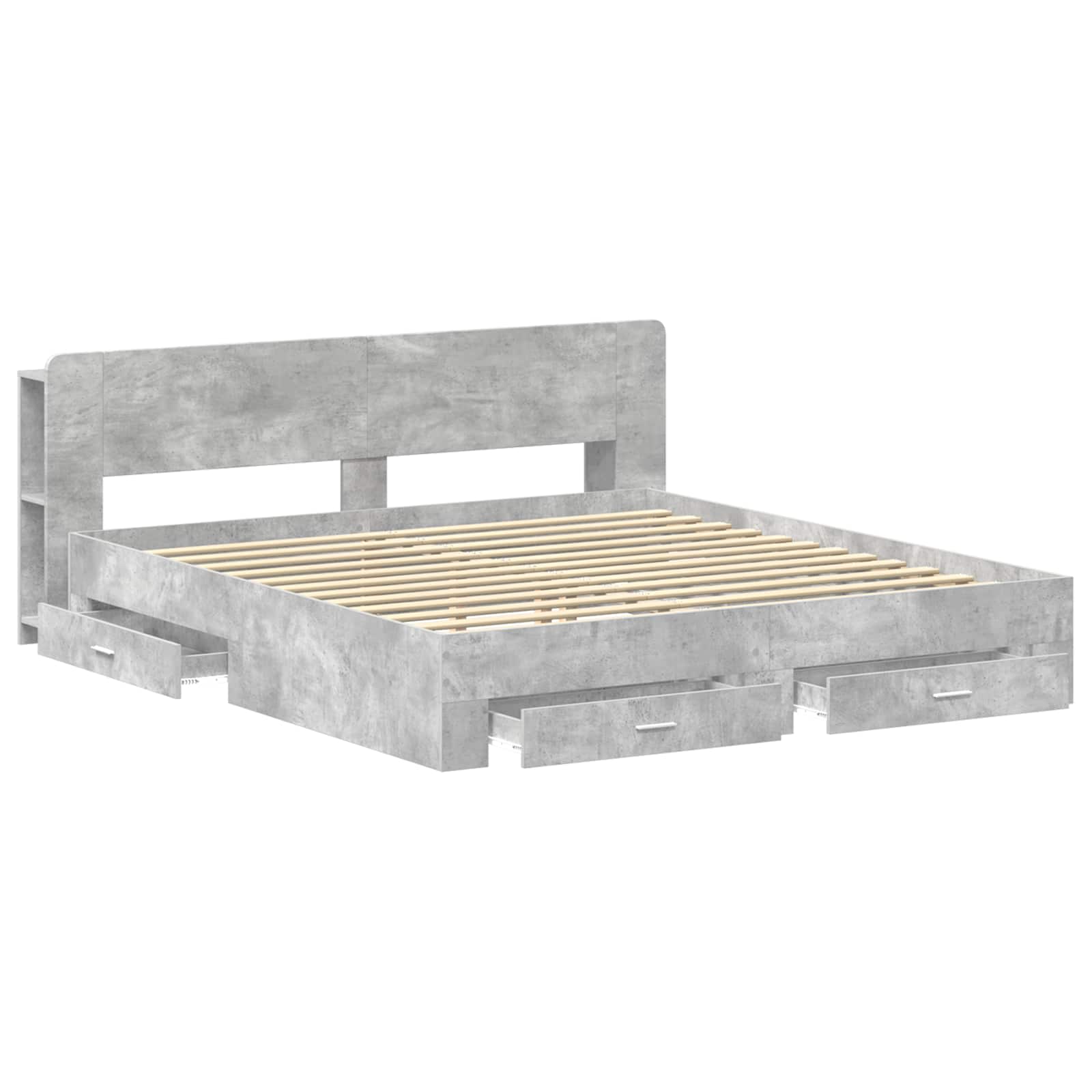 Okvir kreveta s pohranom Betonska siva 200 x 200 cm