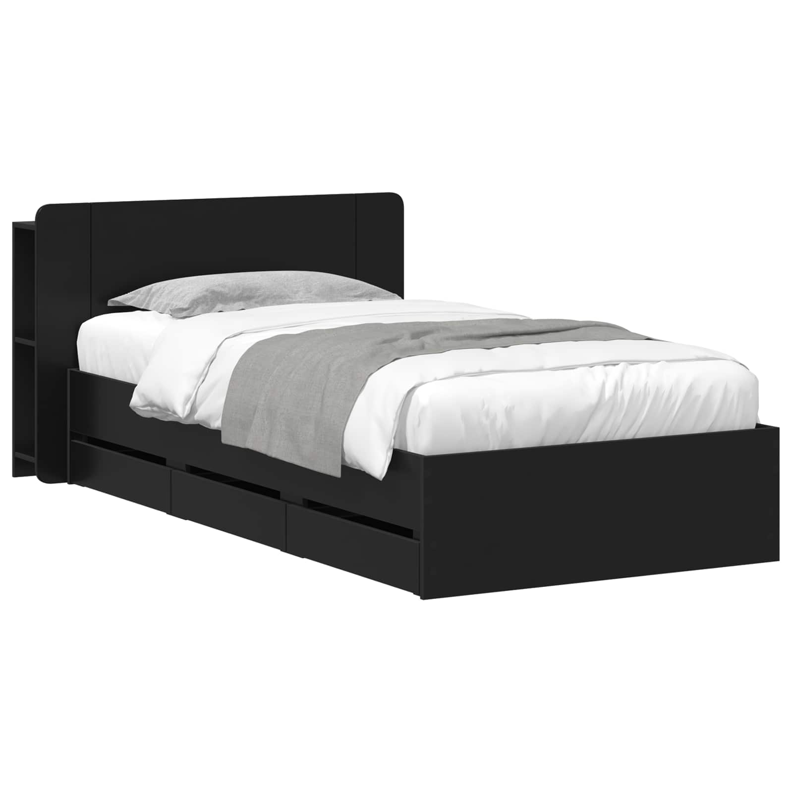 Okvir kreveta s pohranom Crna 75 x 190 cm Konstruirano drvo