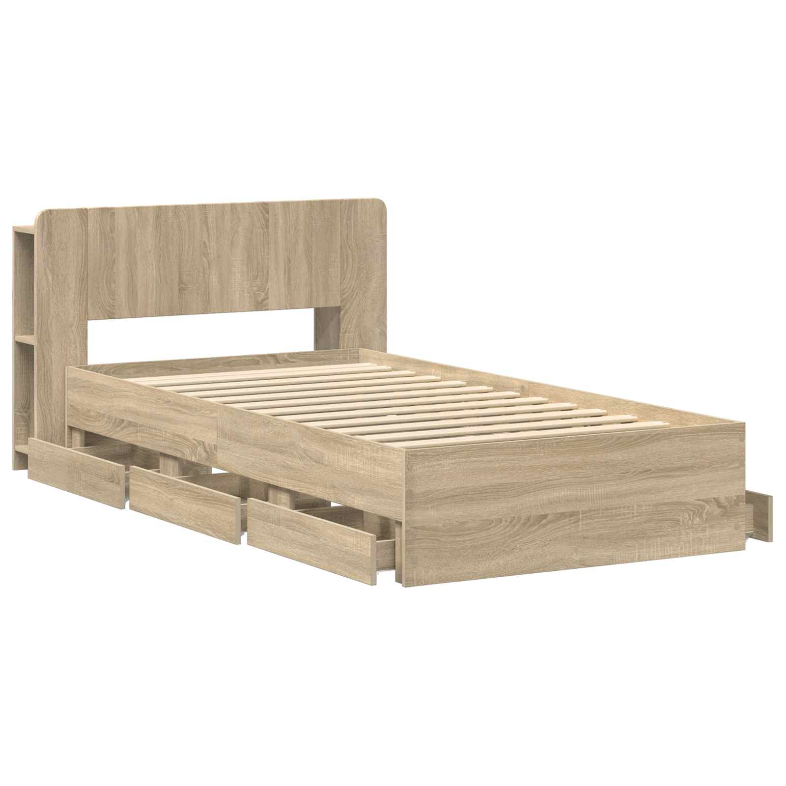 Okvir kreveta s pohranom s ladicama Hrast sonoma 75 x 190 cm