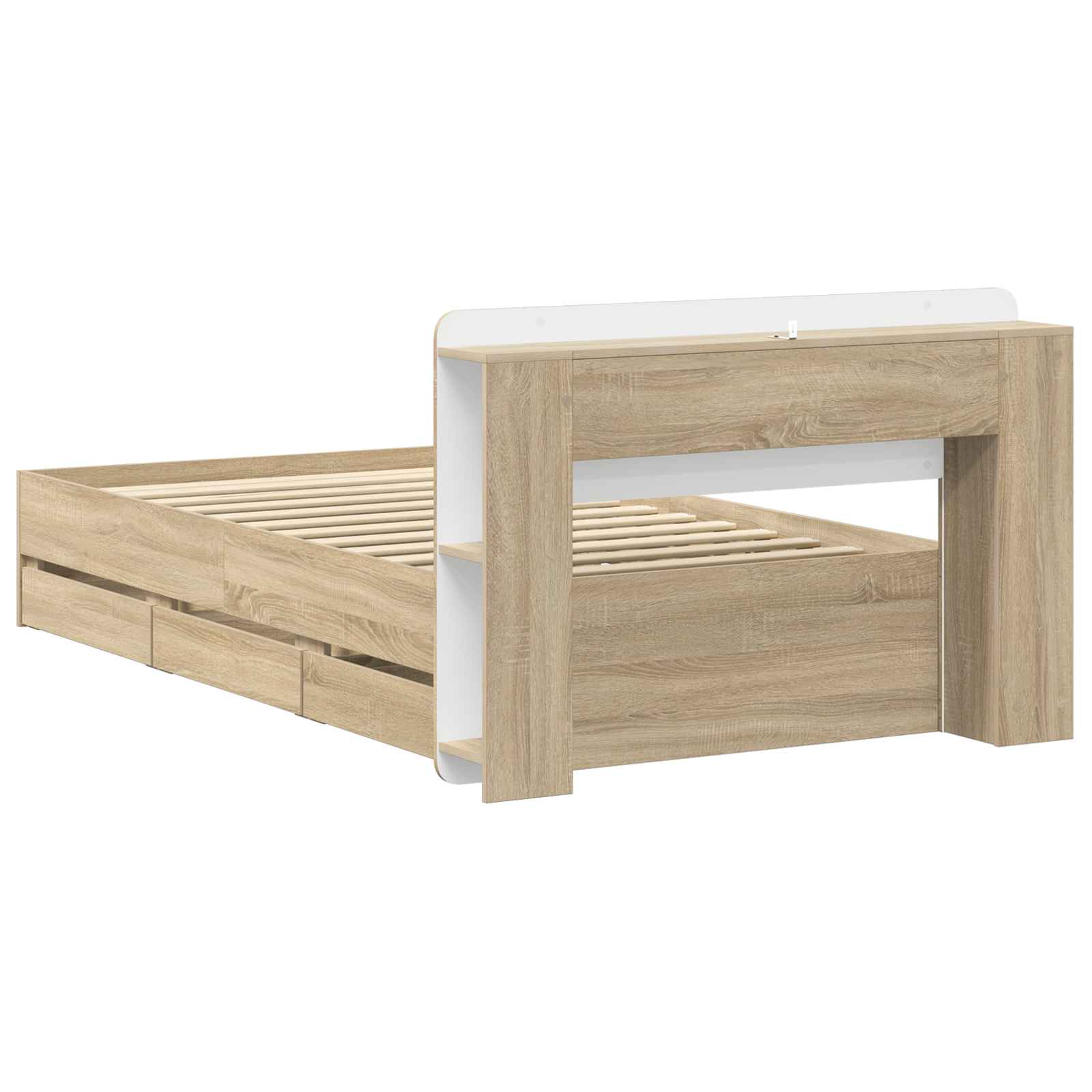 Okvir kreveta s pohranom s ladicama Hrast sonoma 75 x 190 cm