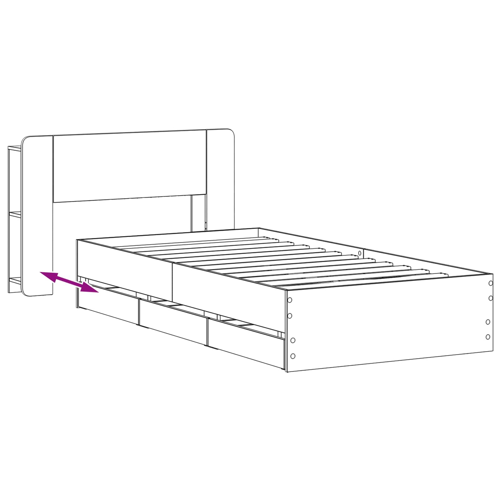 Okvir kreveta s pohranom Bijela 80 x 200 cm Konstruirano drvo