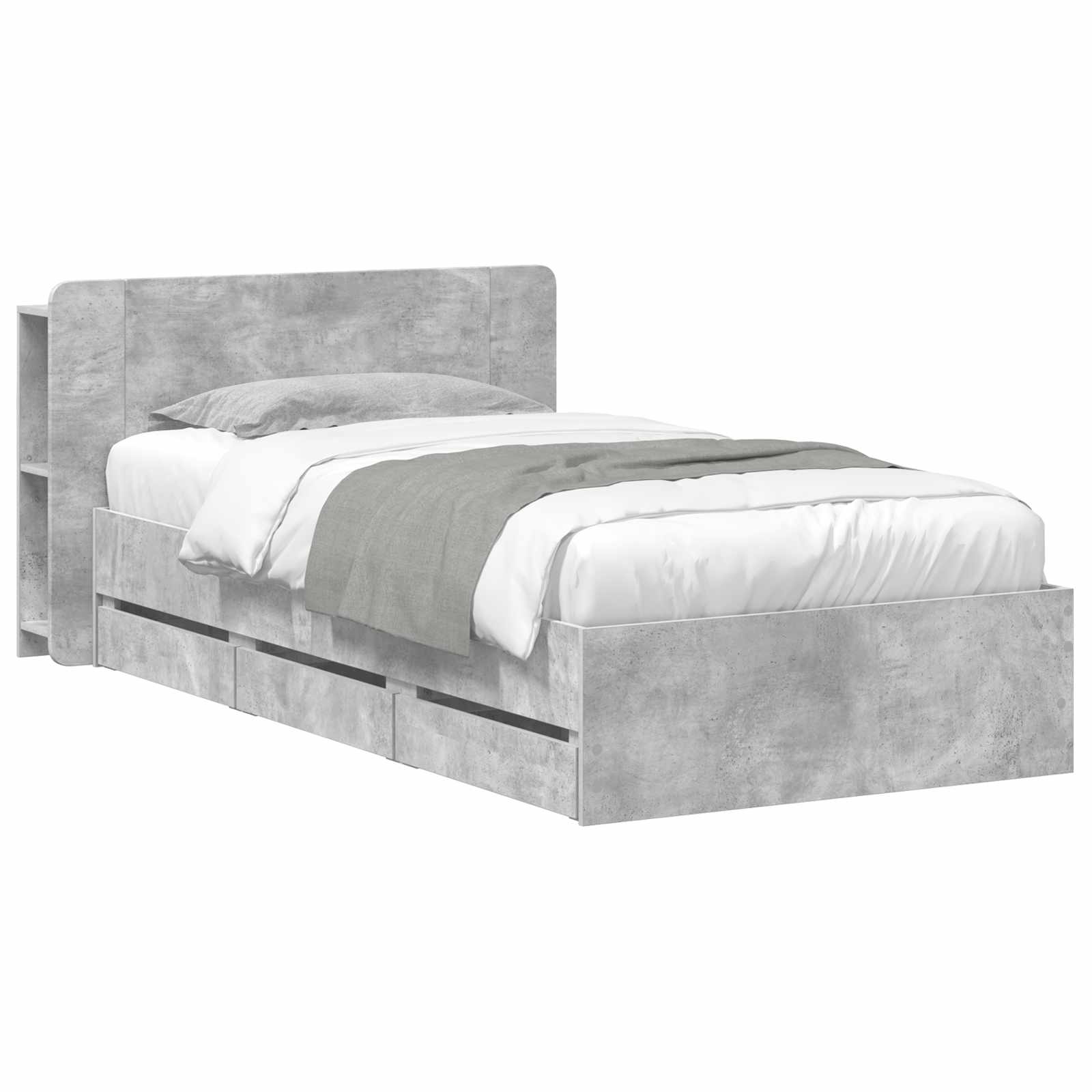Okvir kreveta s pohranom s ladicama Betonska siva 90 x 190 cm