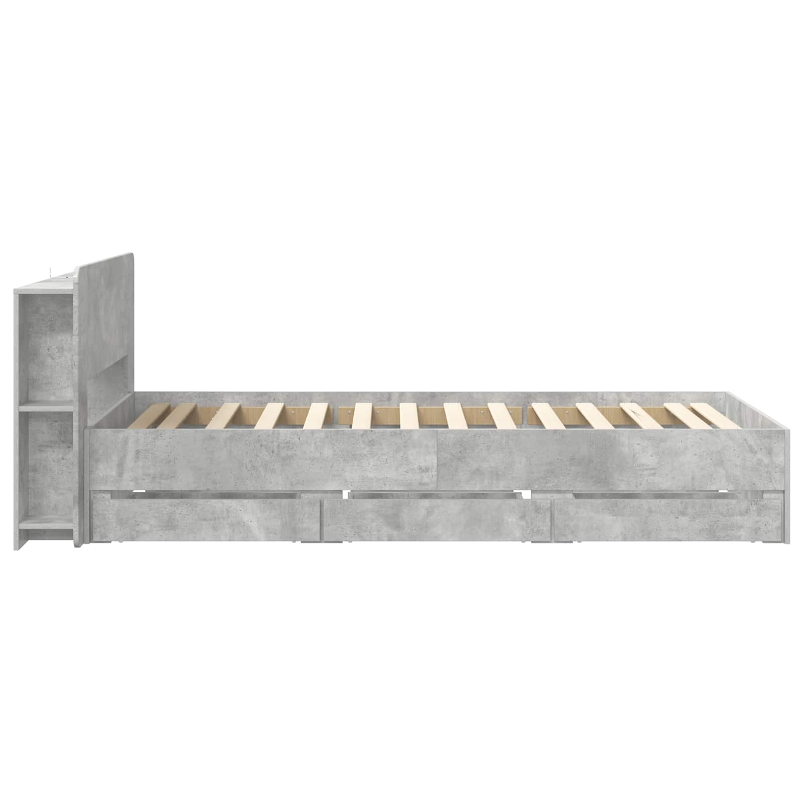 Okvir kreveta s pohranom s ladicama Betonska siva 90 x 190 cm