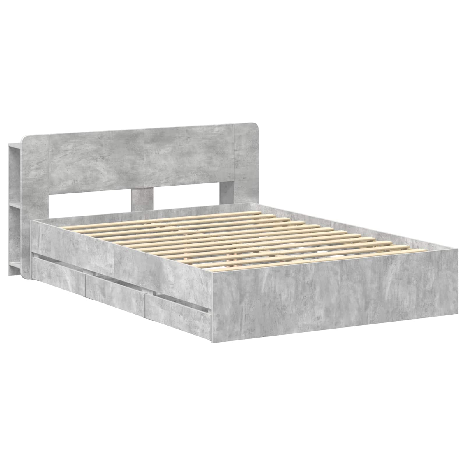 Okvir kreveta s pohranom s ladicama Betonska siva 150 x 200 cm